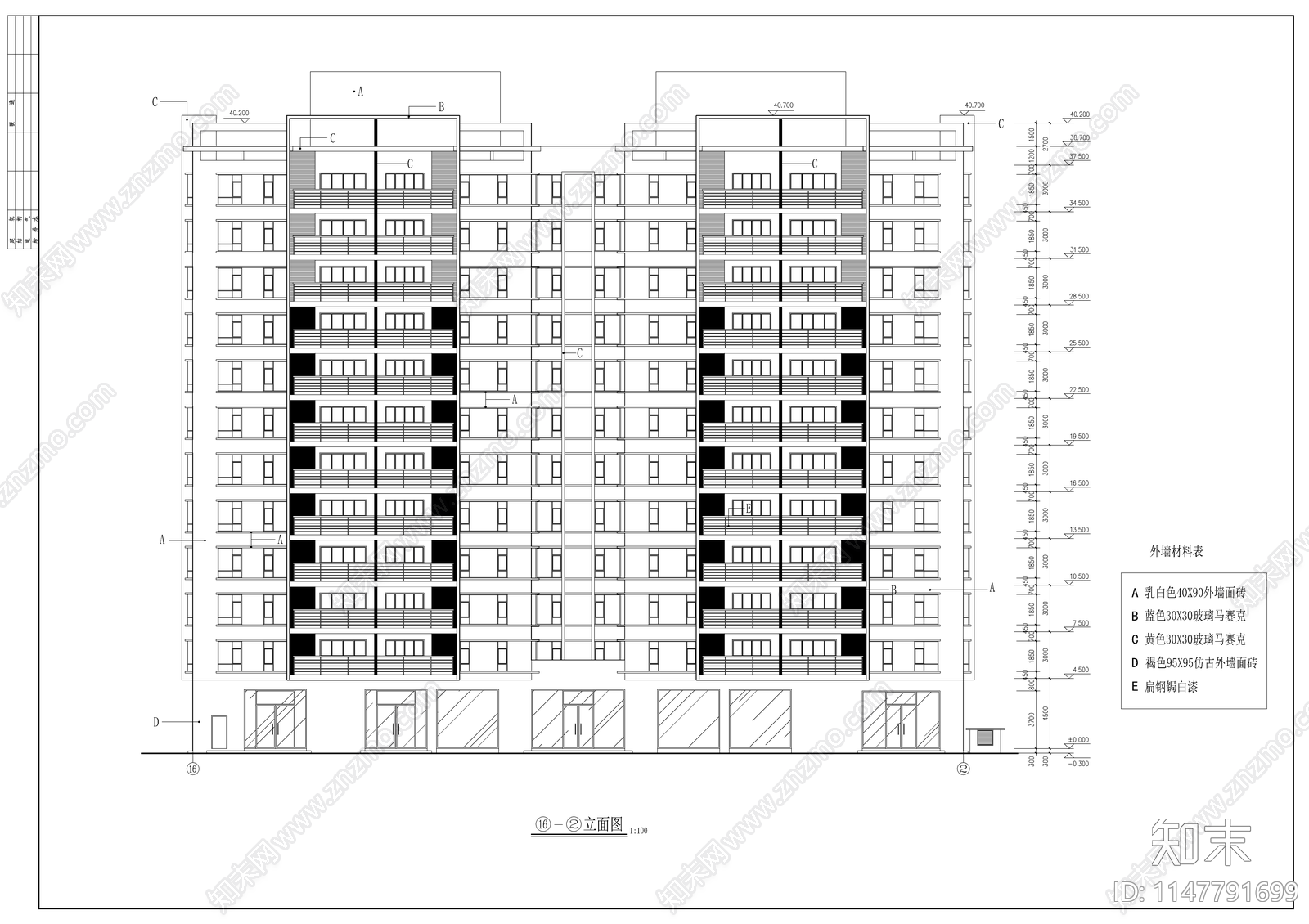 高层商住楼建筑cad施工图下载【ID:1147791699】