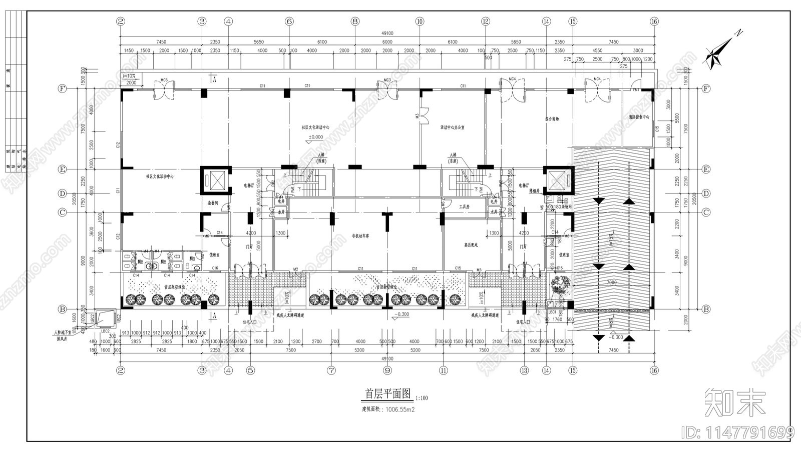 高层商住楼建筑cad施工图下载【ID:1147791699】