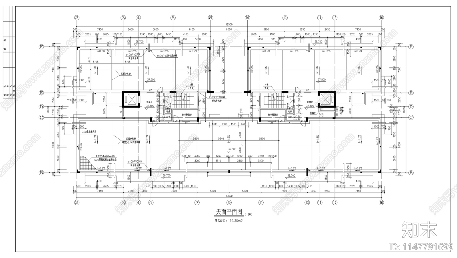 高层商住楼建筑cad施工图下载【ID:1147791699】