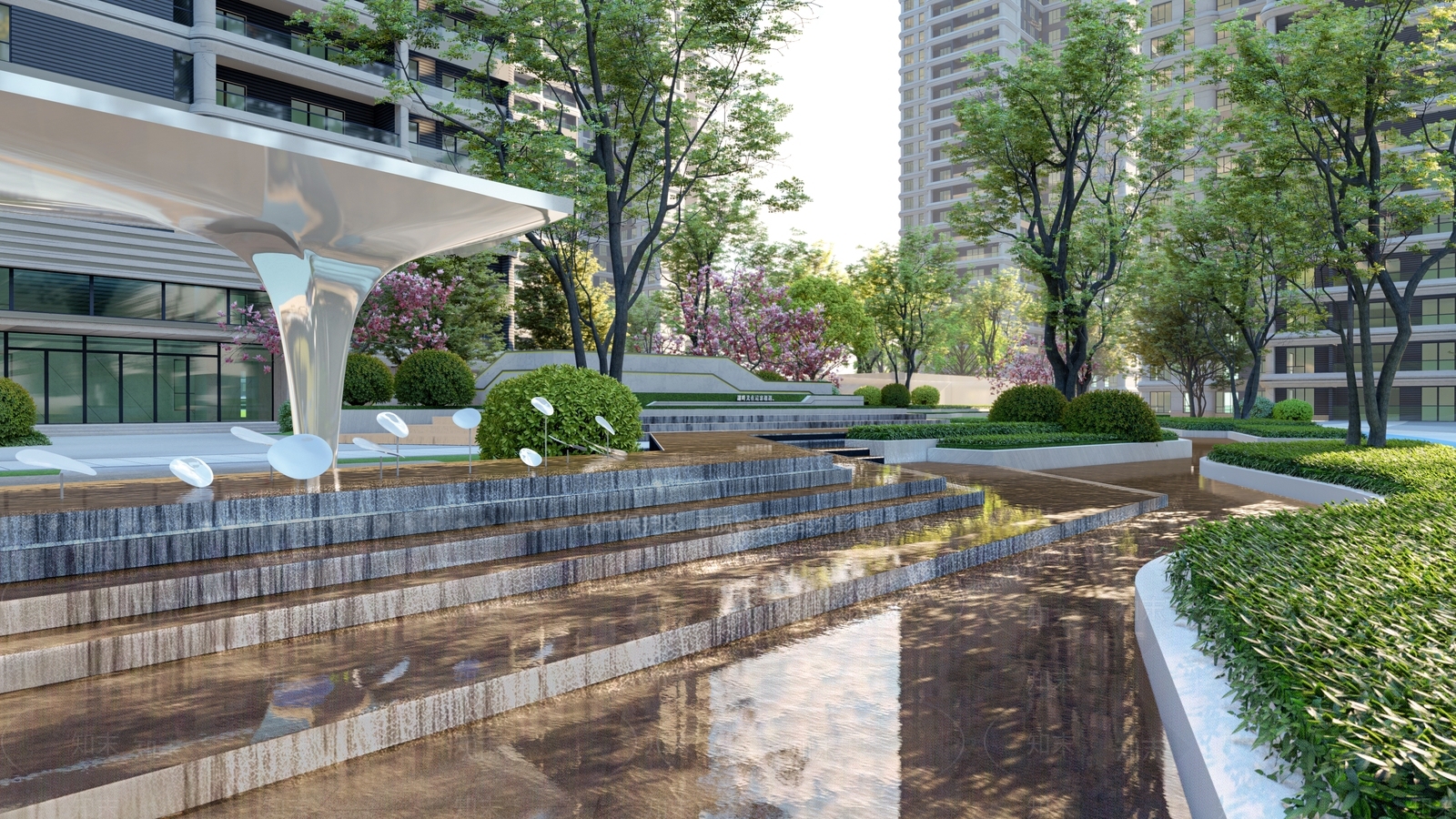 现代居住小区SU模型下载【ID:1147792803】