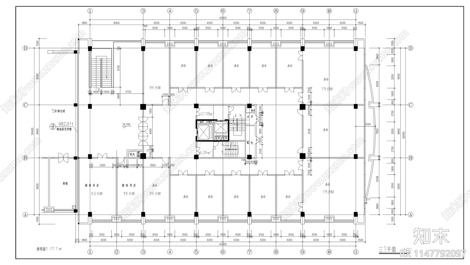 综合楼建筑cad施工图下载【ID:1147792097】