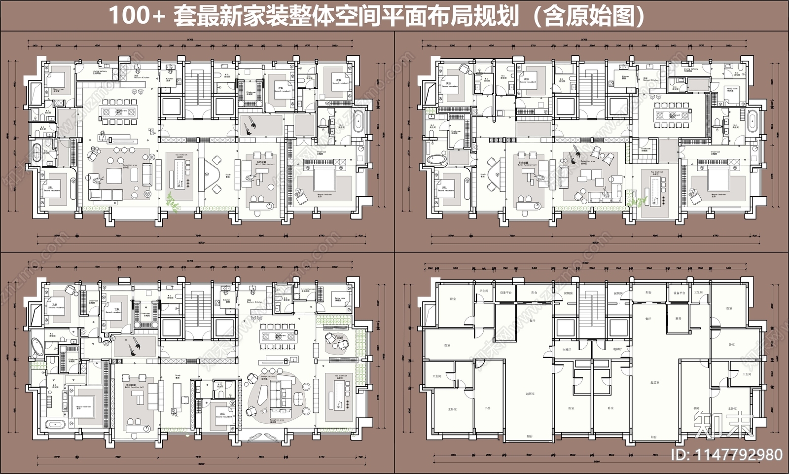 室内家装平面图施工图下载【ID:1147792980】