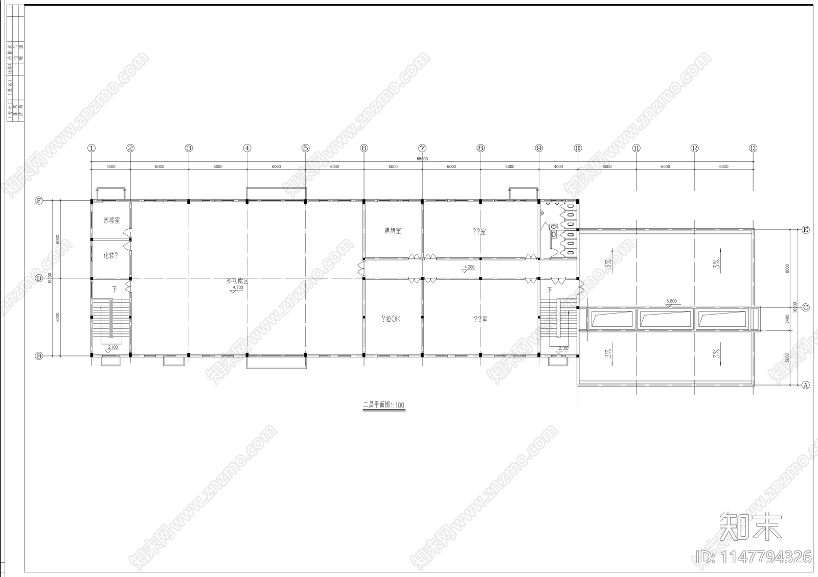 食堂浴室建筑cad施工图下载【ID:1147794326】