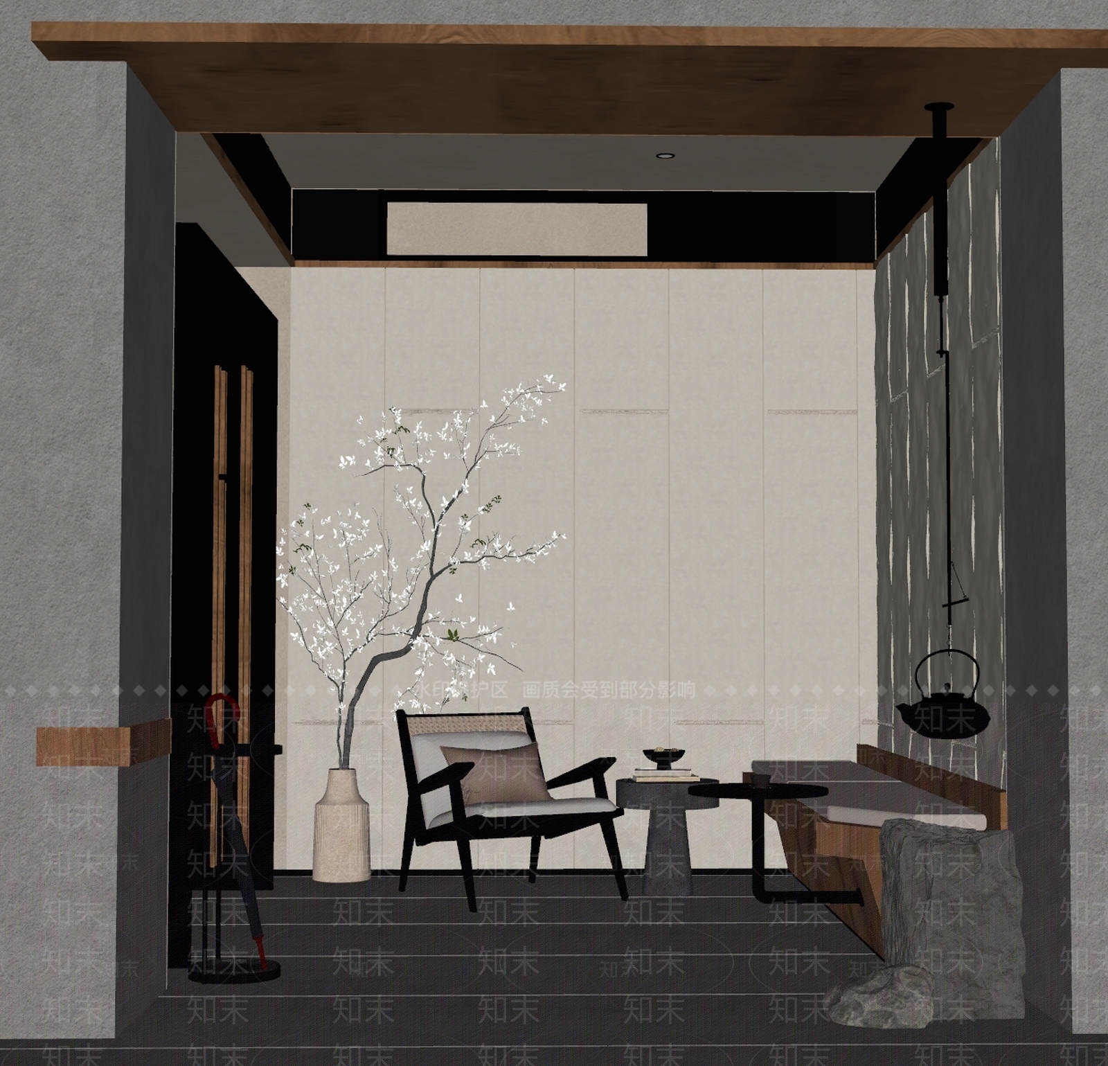 侘寂奶茶店SU模型下载【ID:1148230497】