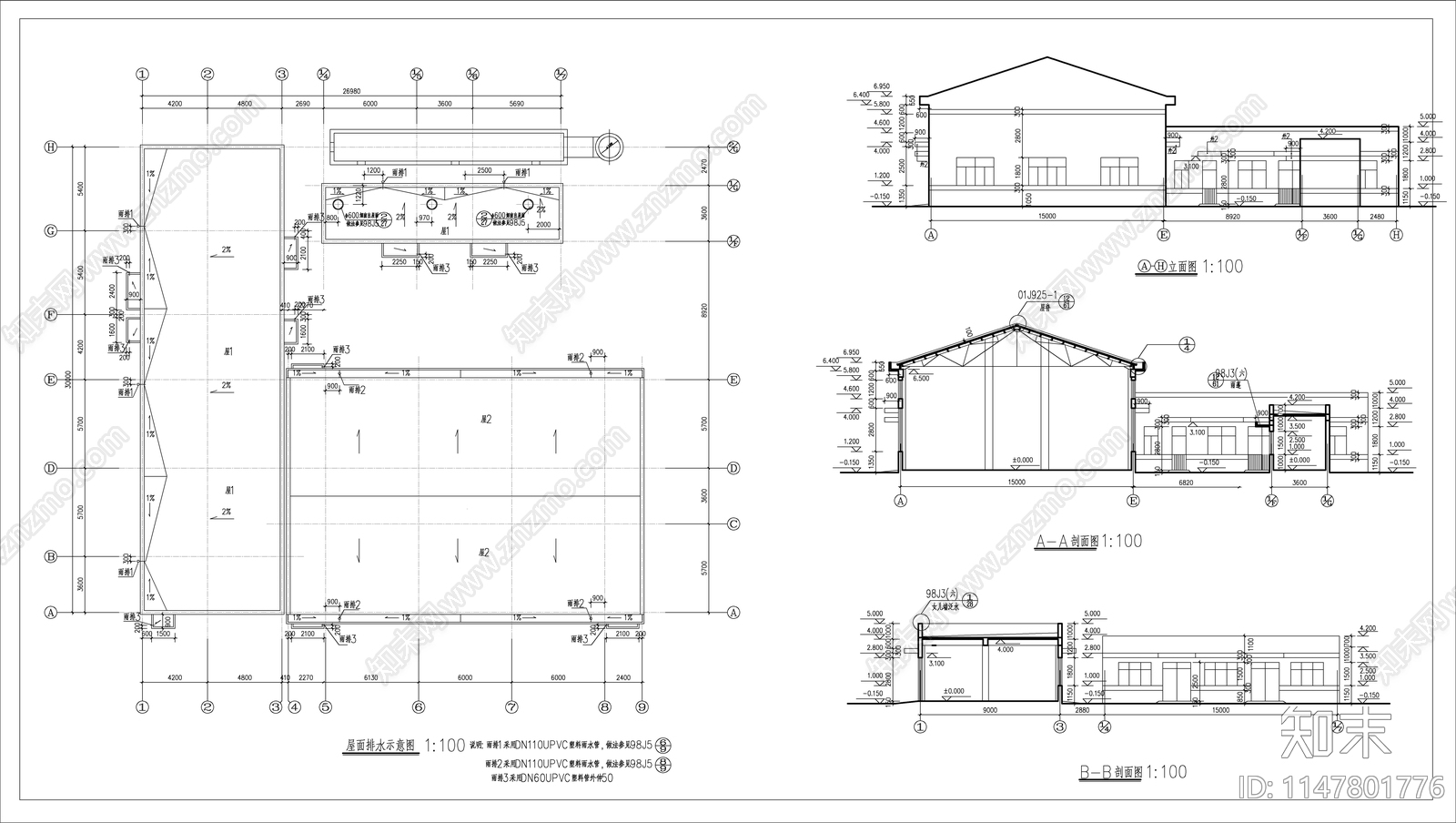 锅炉房建筑cad施工图下载【ID:1147801776】