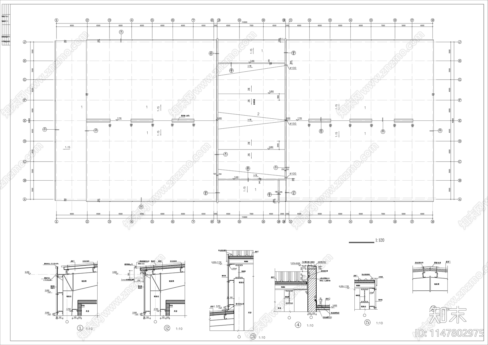 冷熟食加工车间建筑cad施工图下载【ID:1147802975】