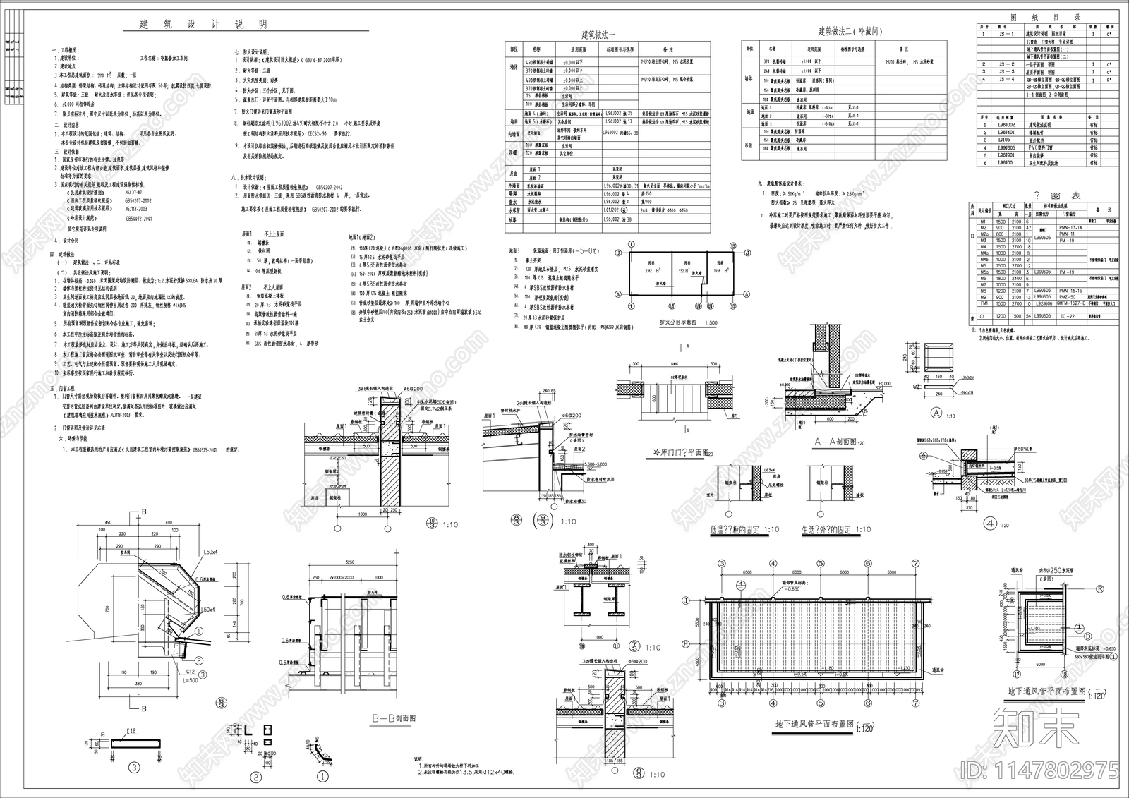 冷熟食加工车间建筑cad施工图下载【ID:1147802975】