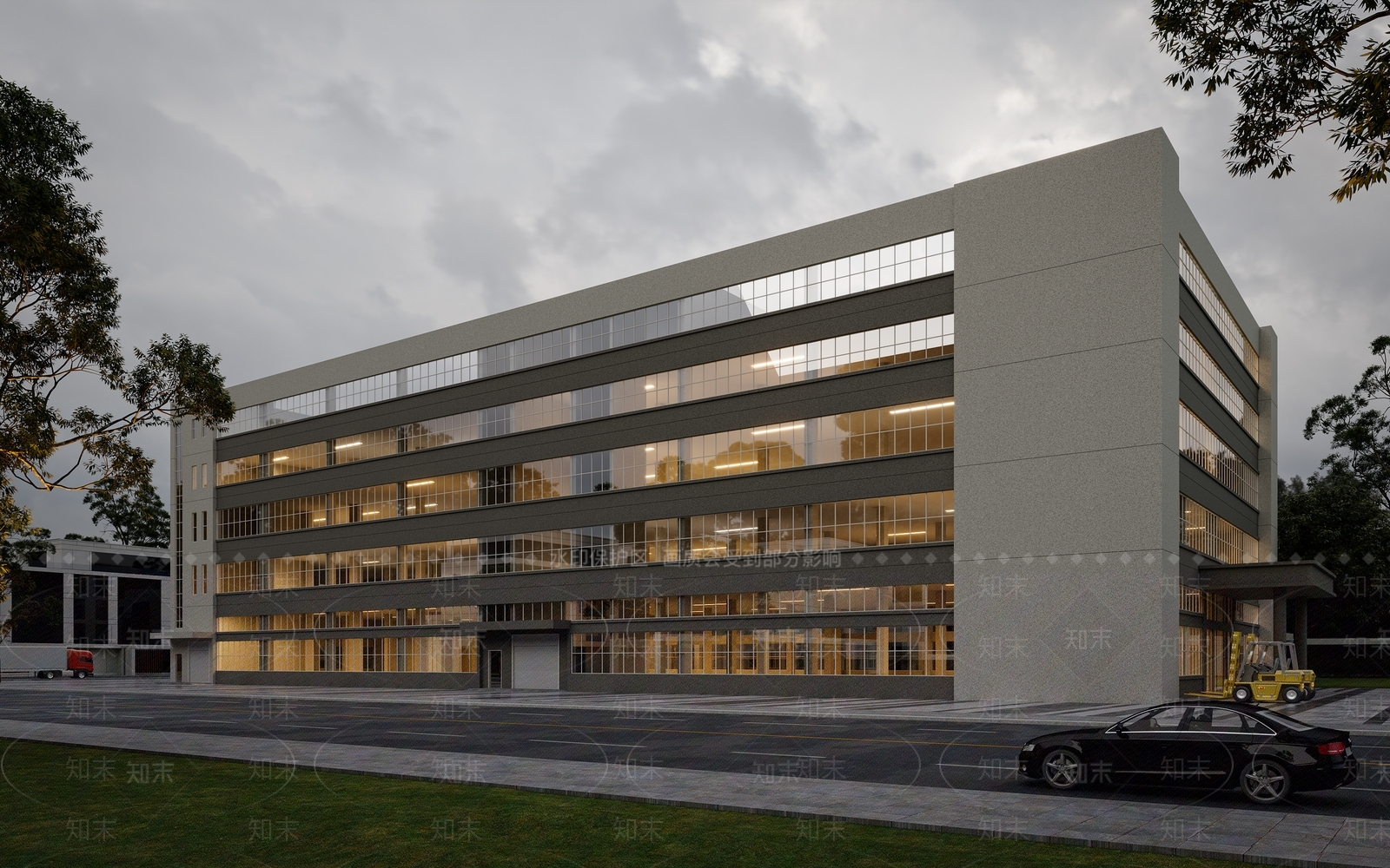 现代办公工厂厂房3D模型下载【ID:1147804353】