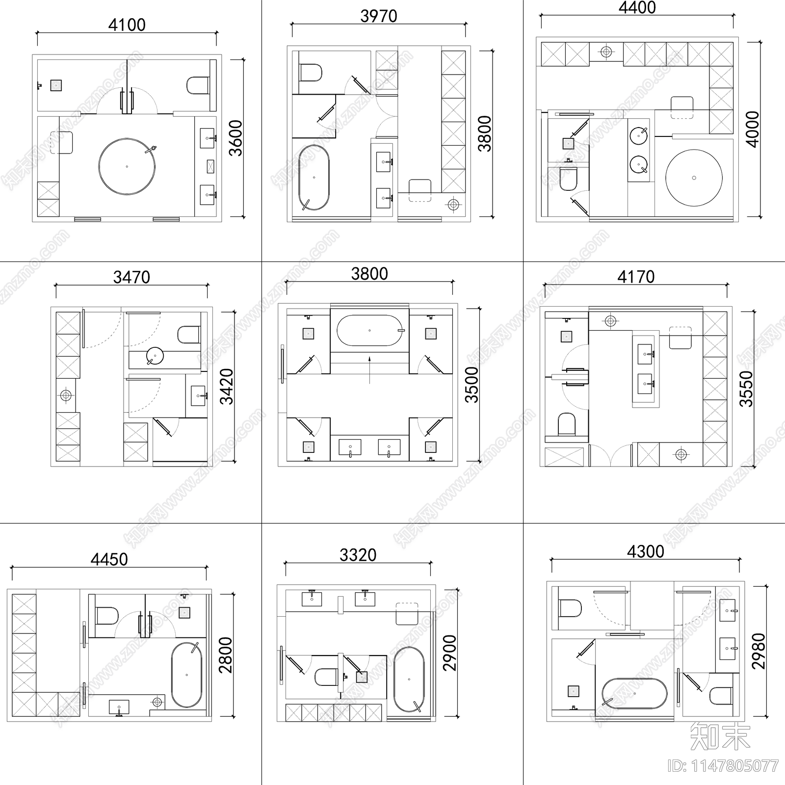 90个卫生间平面布局施工图下载【ID:1147805077】