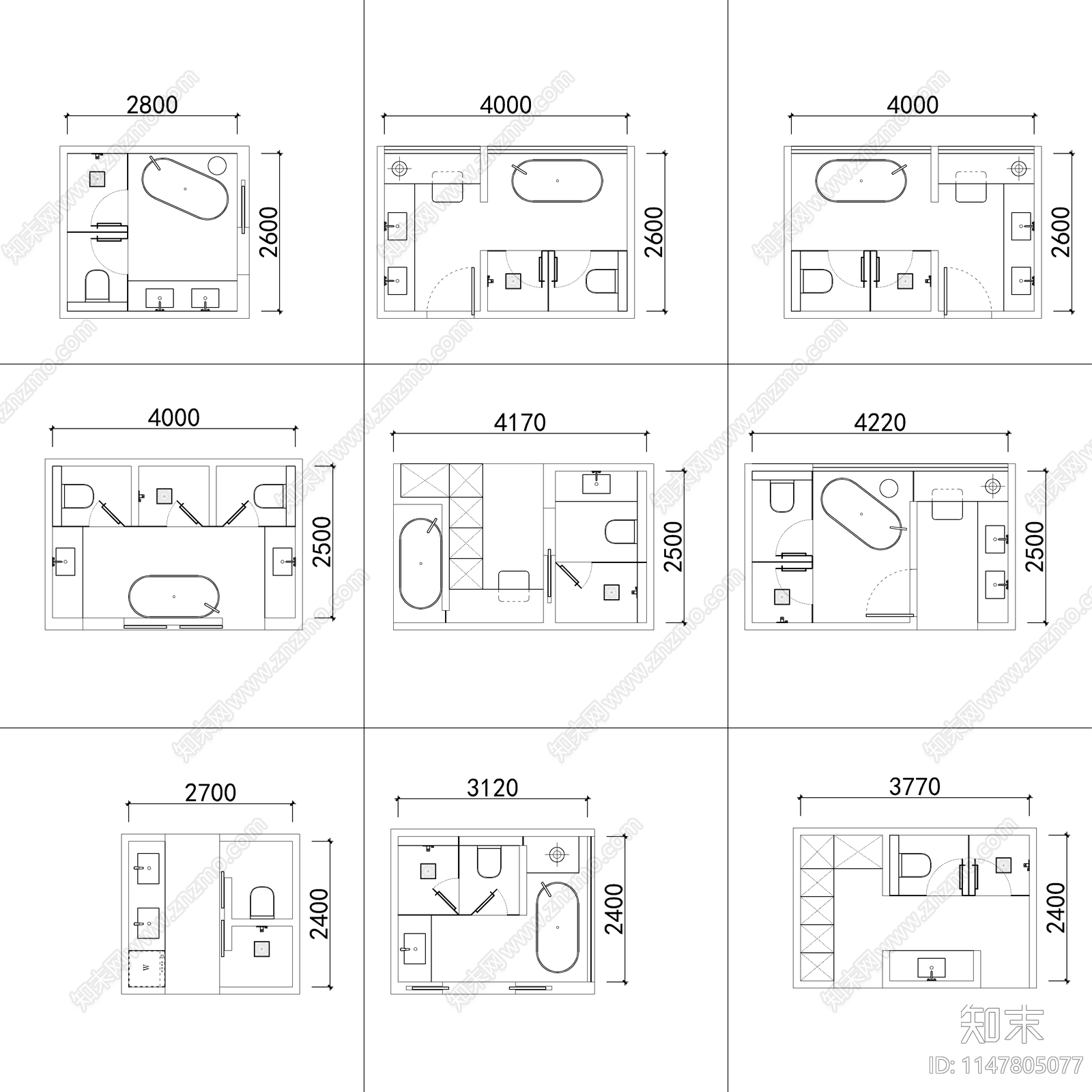 90个卫生间平面布局施工图下载【ID:1147805077】