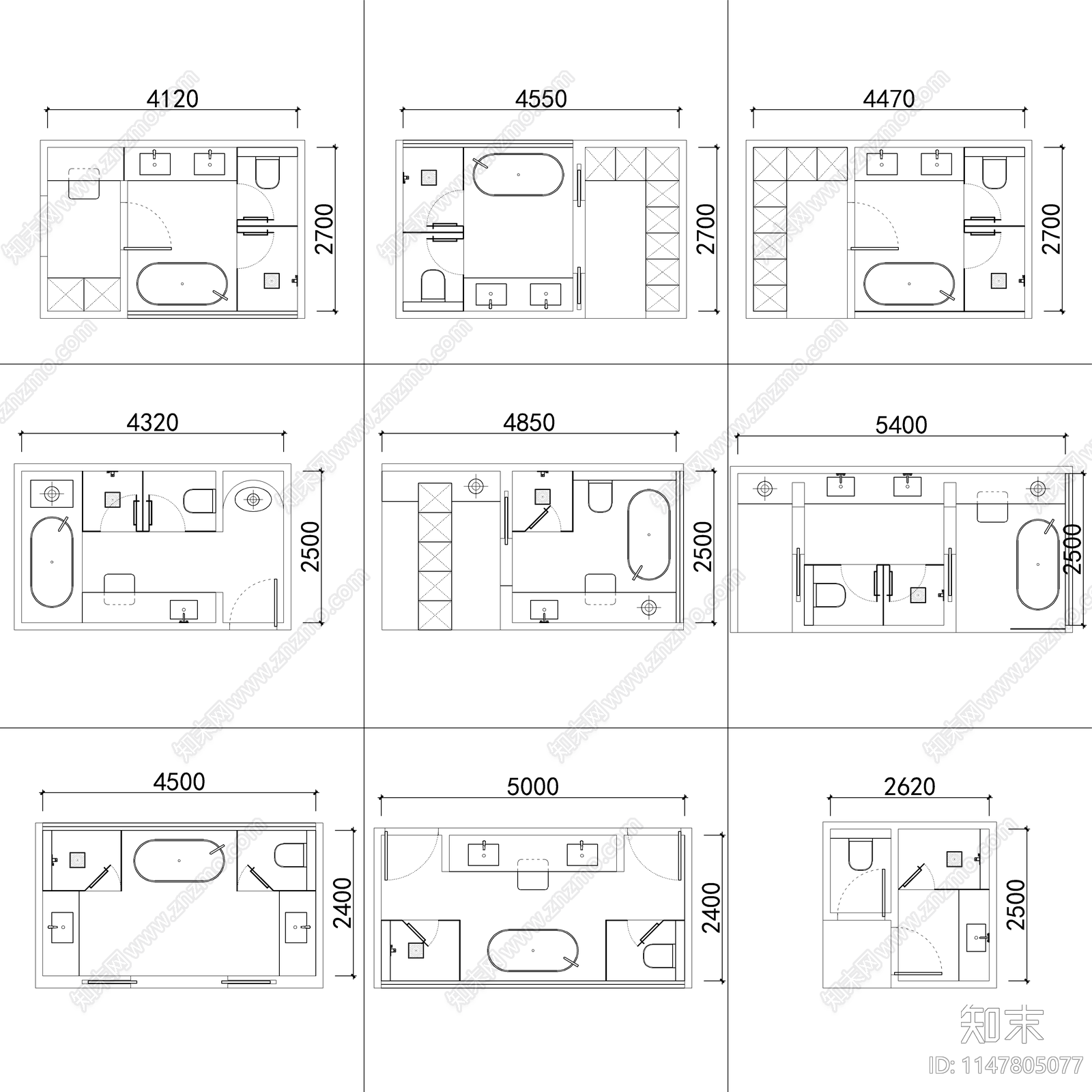 90个卫生间平面布局施工图下载【ID:1147805077】