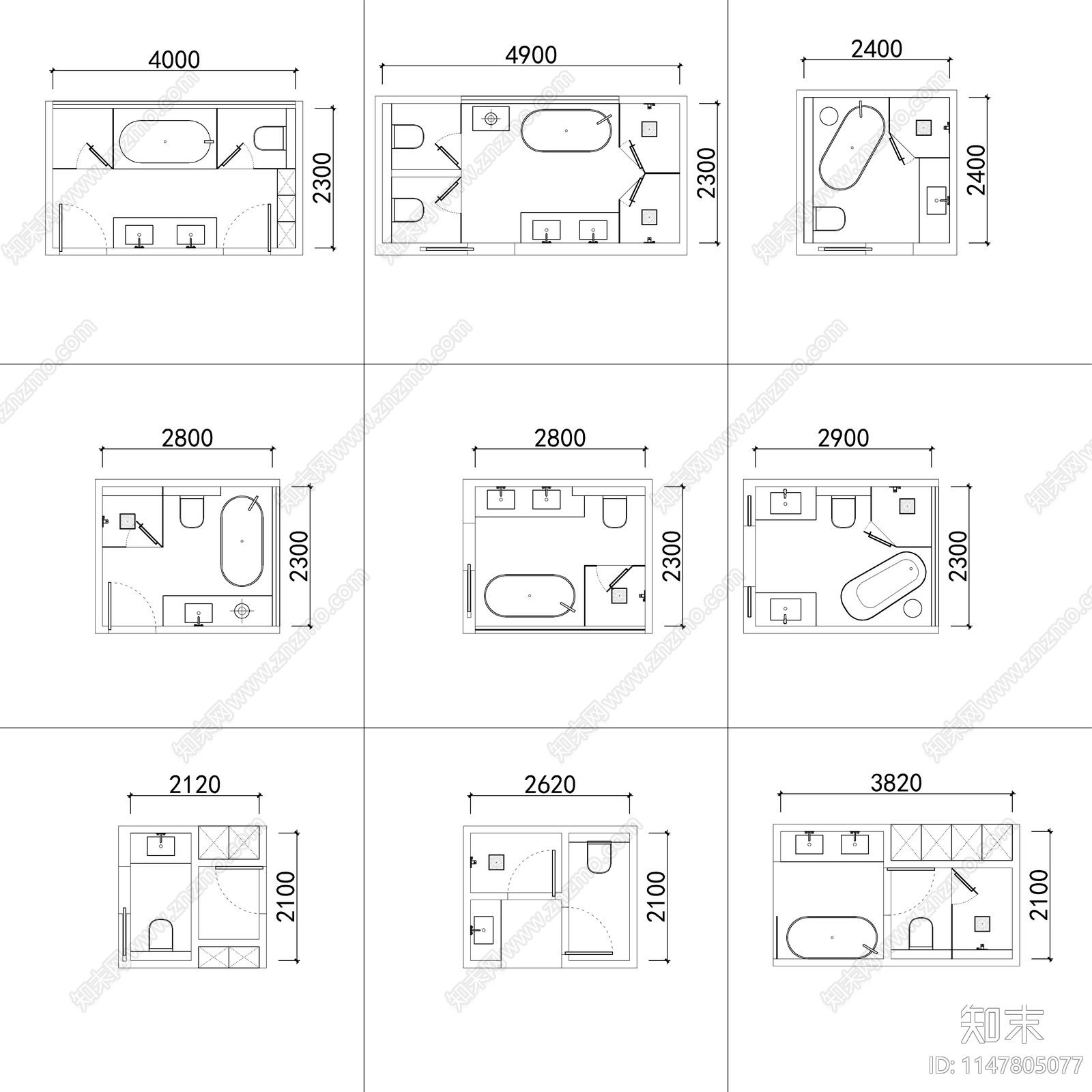 90个卫生间平面布局施工图下载【ID:1147805077】