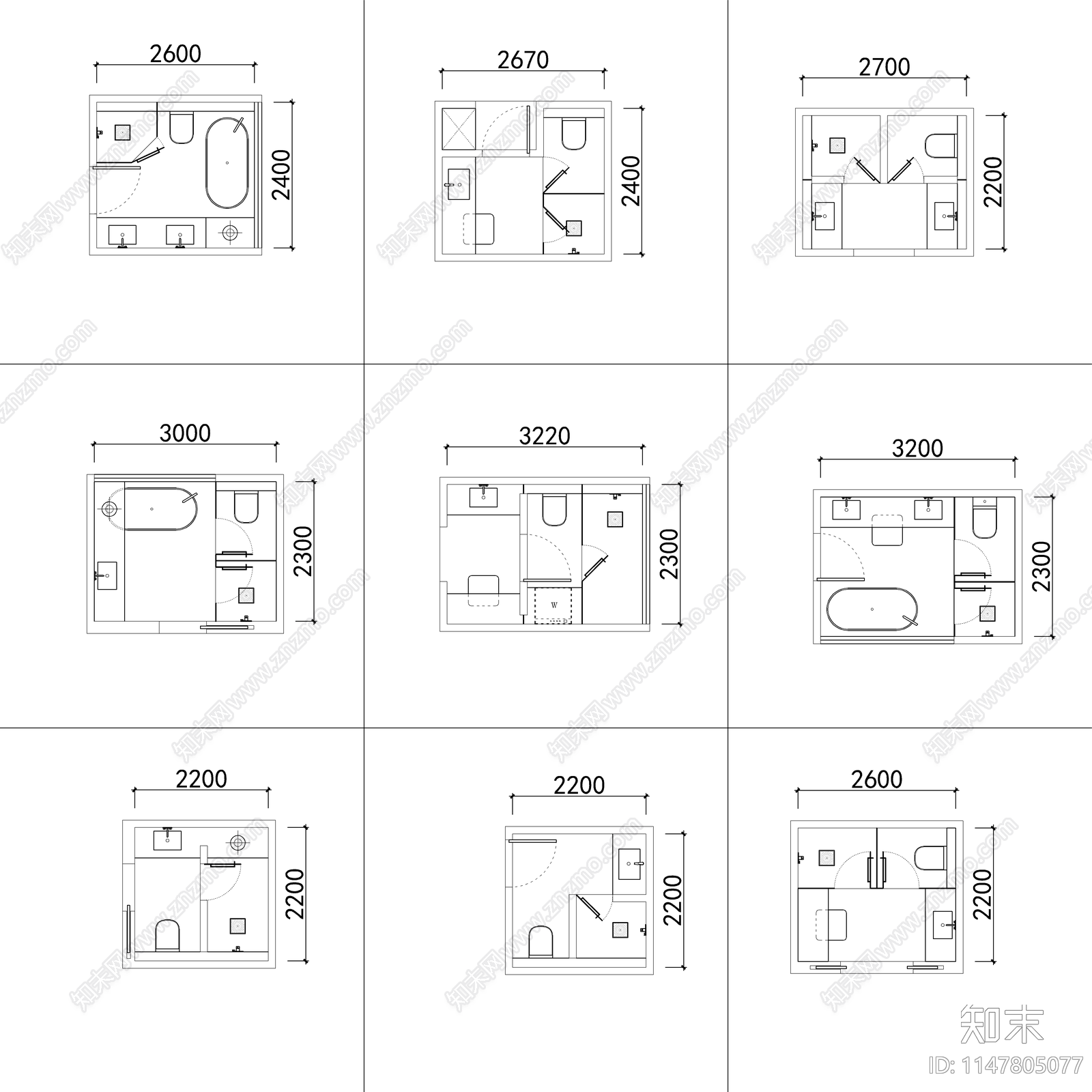 90个卫生间平面布局施工图下载【ID:1147805077】