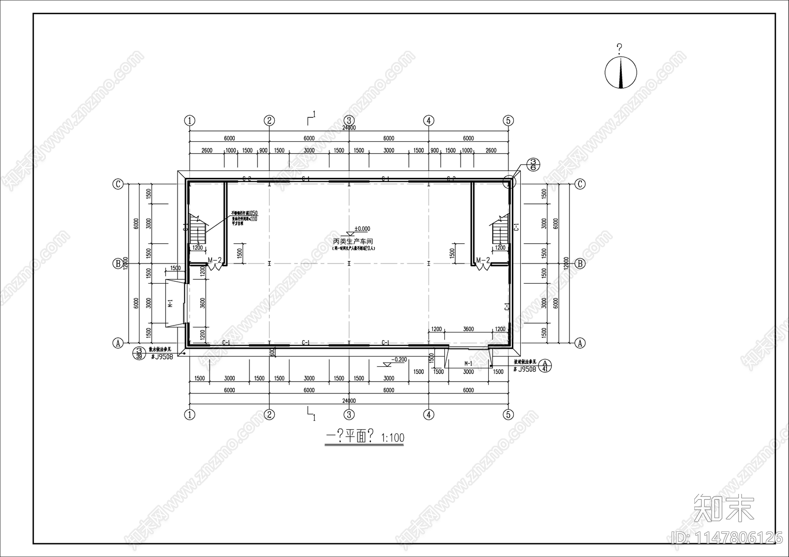 两层钢框架车间建筑cad施工图下载【ID:1147806126】