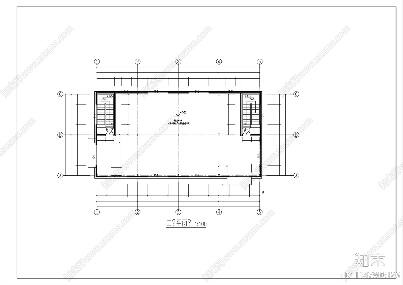 两层钢框架车间建筑cad施工图下载【ID:1147806126】