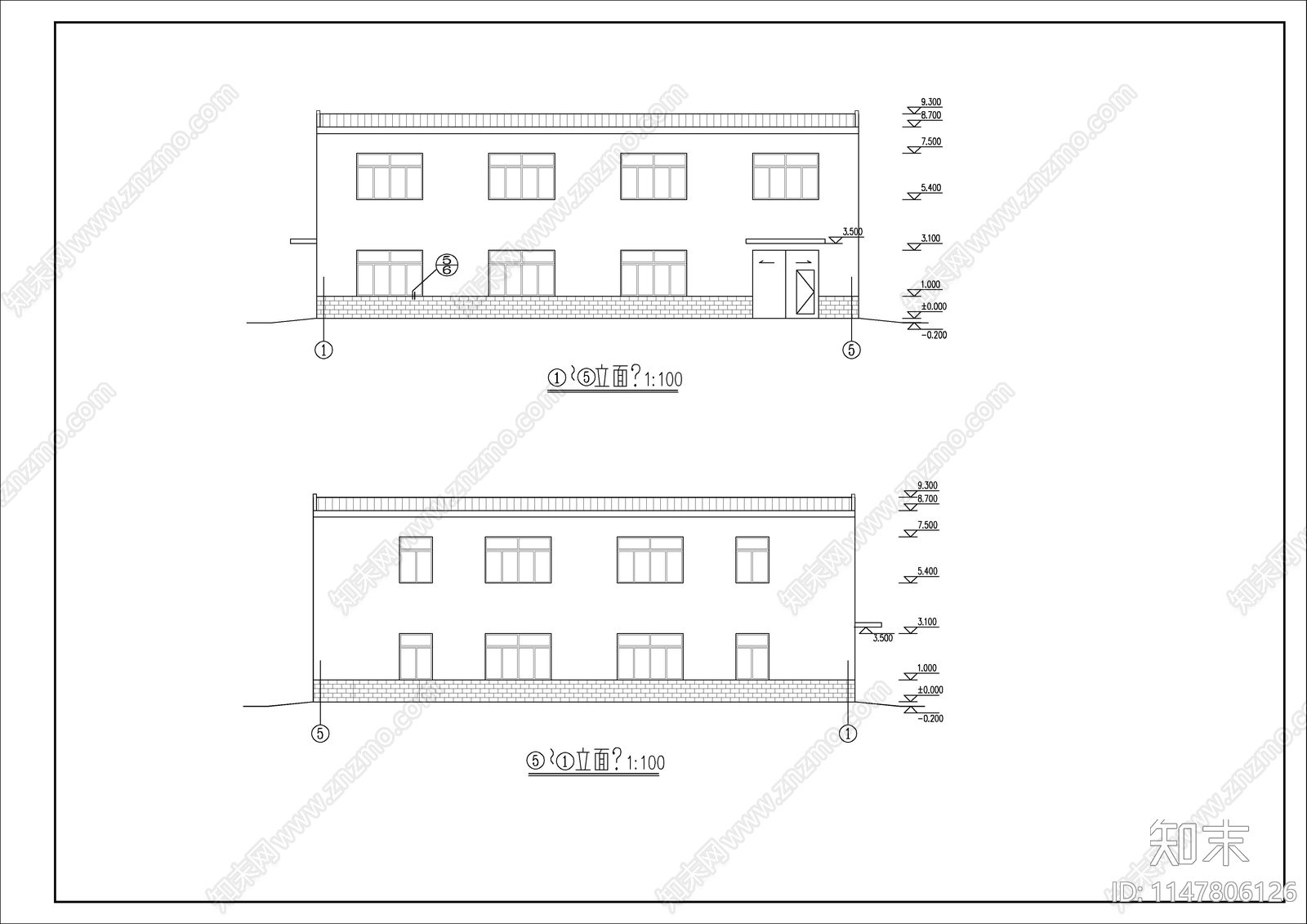 两层钢框架车间建筑cad施工图下载【ID:1147806126】