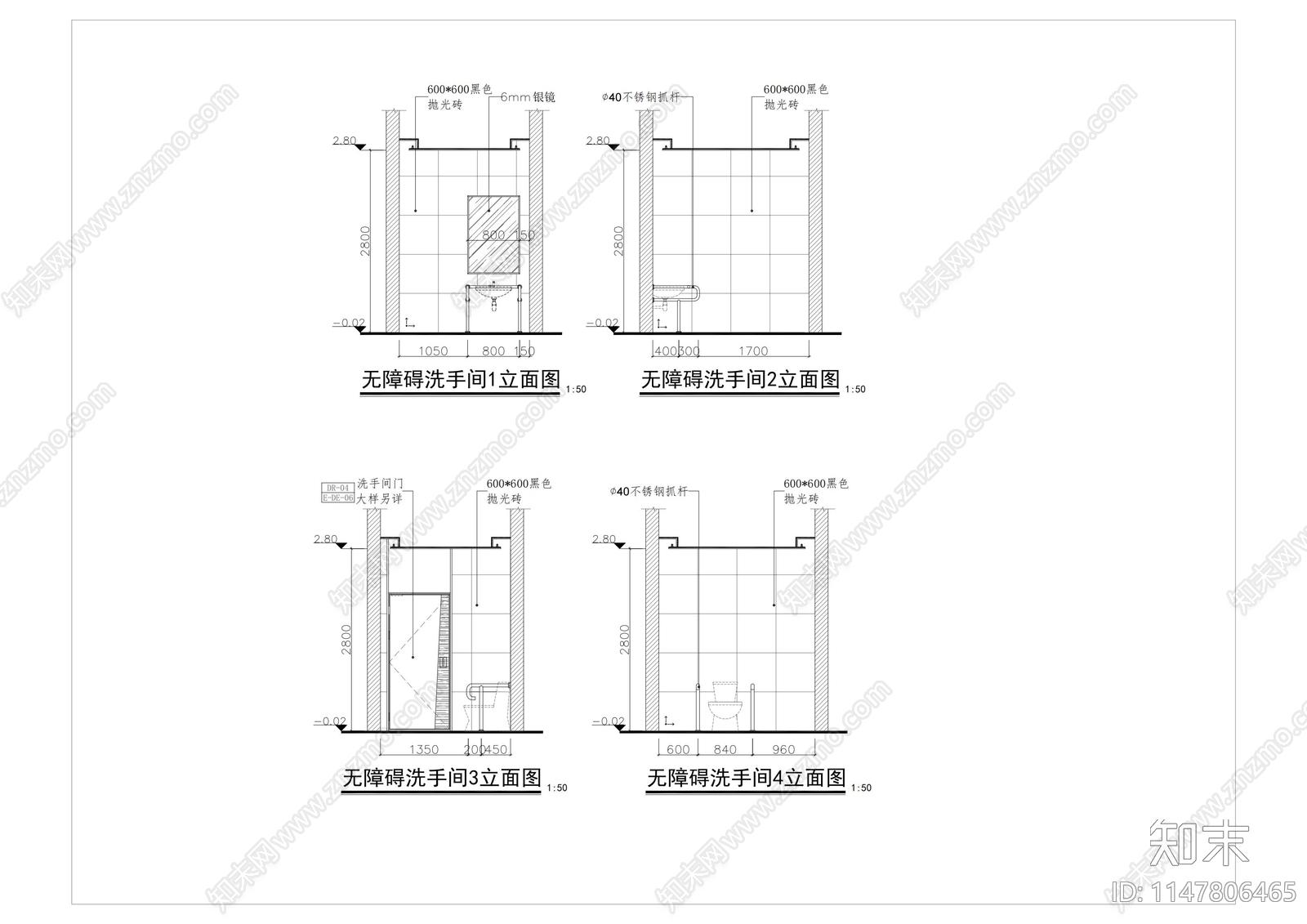 女卫生间室内cad施工图下载【ID:1147806465】