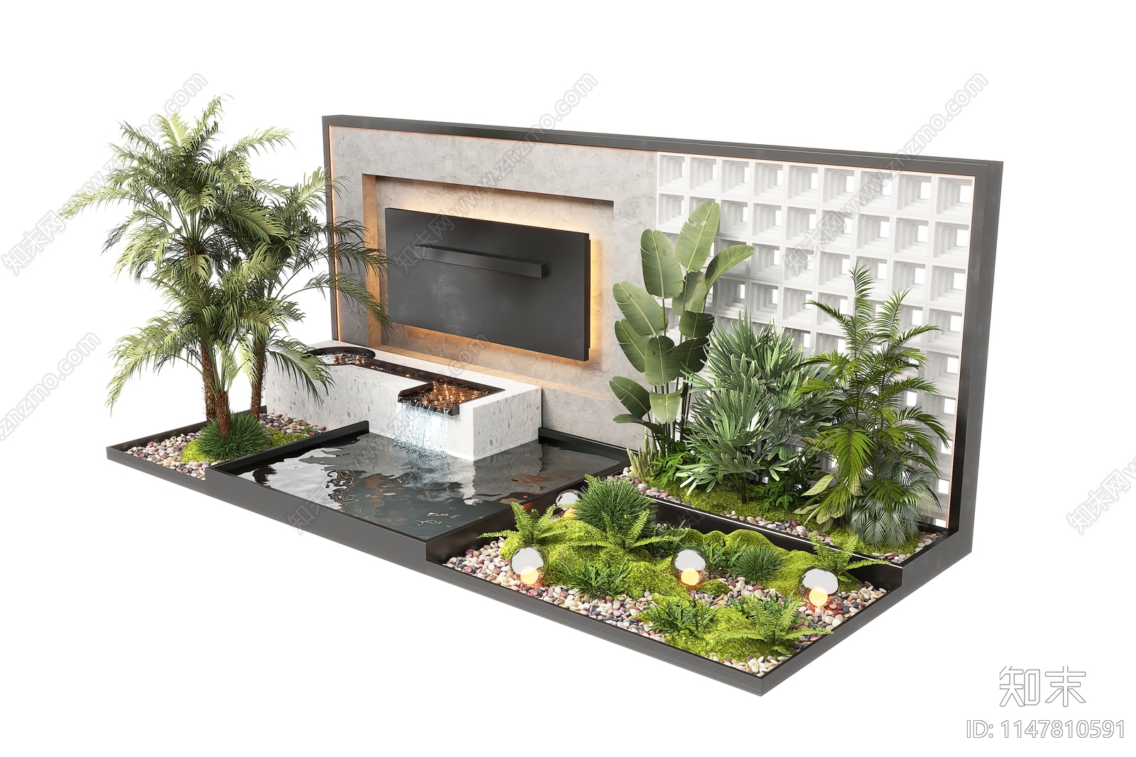 现代水景墙3D模型下载【ID:1147810591】