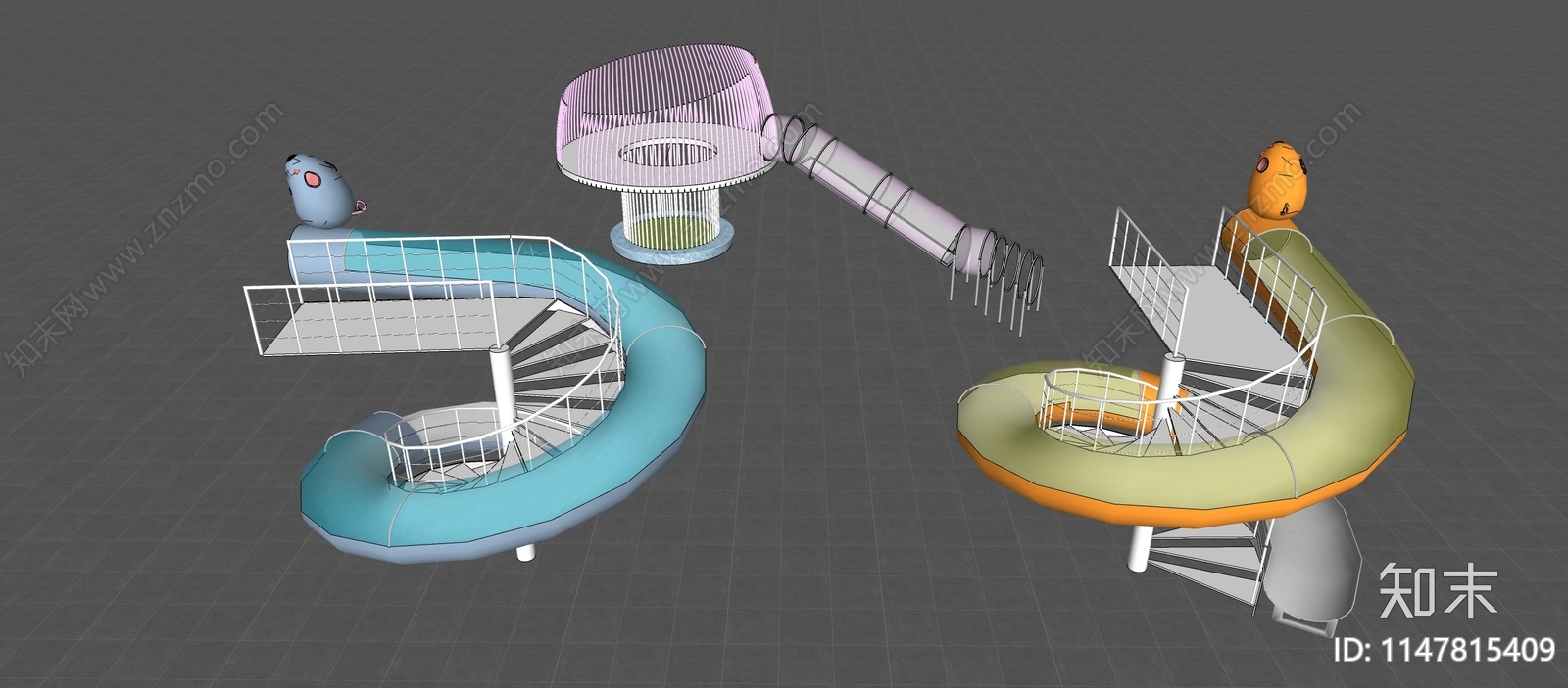 儿童滑梯SU模型下载【ID:1147815409】