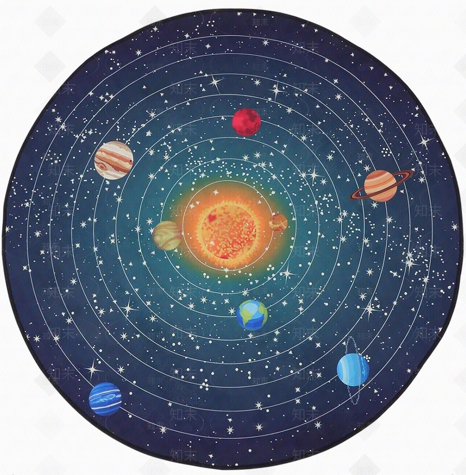 地垫圆形太阳能系太空星球儿童地毯贴图下载【ID:1147816935】