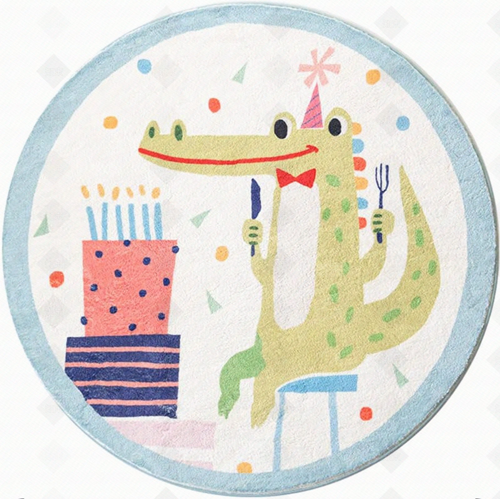 儿童动物卡通圆毯地垫地毯游戏垫贴图下载【ID:1147817008】