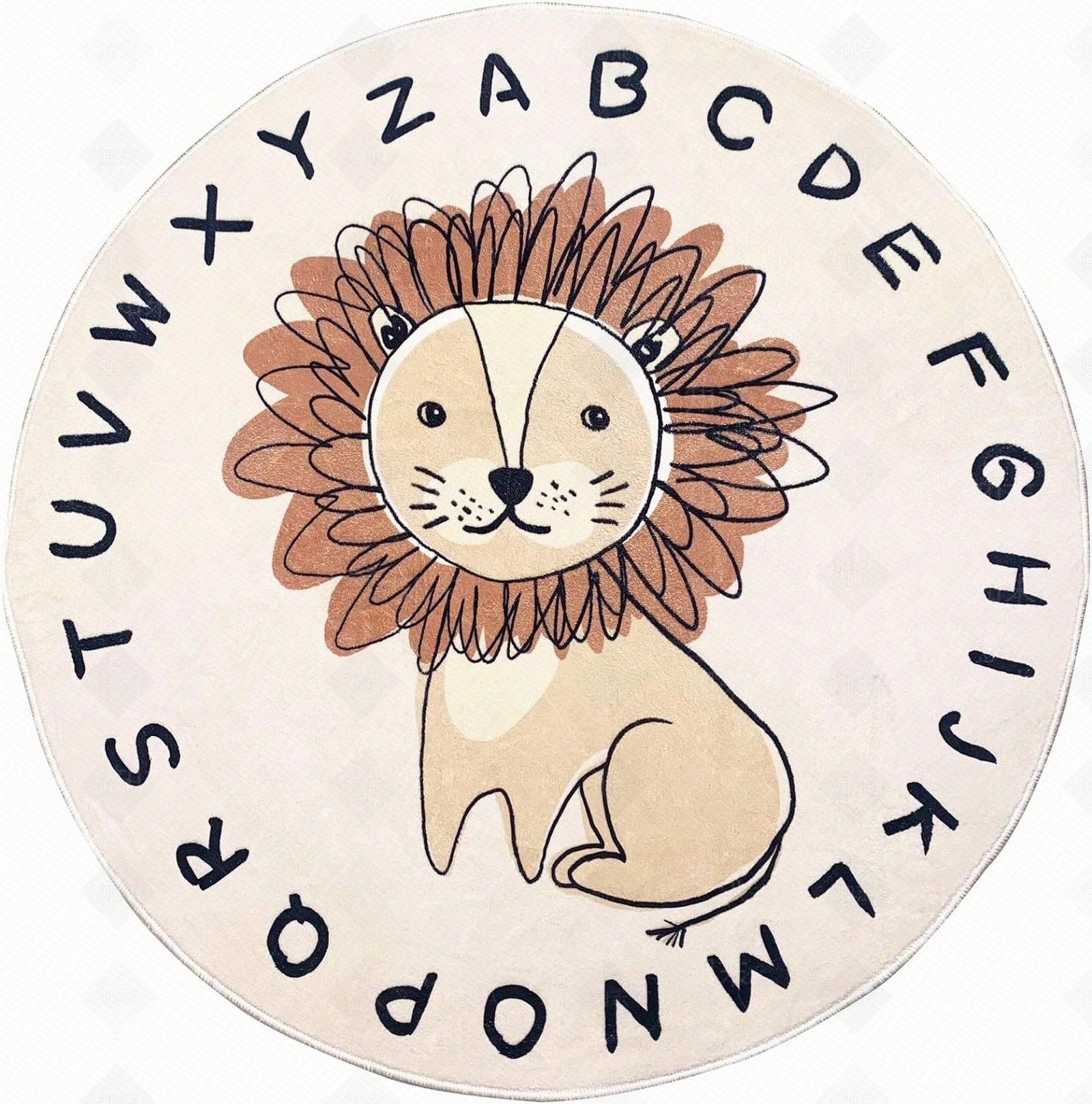 儿童动物卡通狮子圆毯地垫地毯游戏垫贴图下载【ID:1147817229】