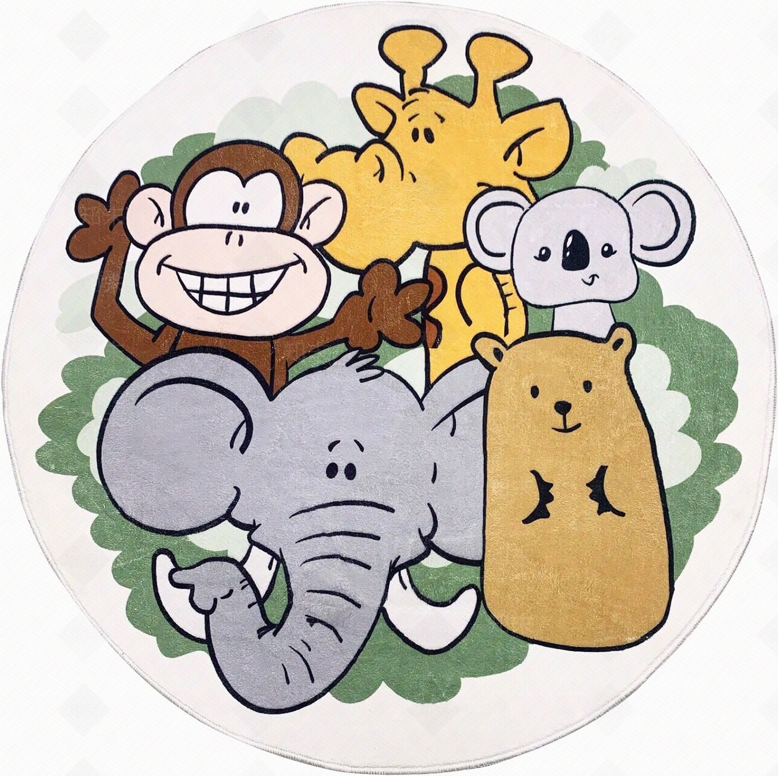 儿童动物卡通圆毯地垫地毯游戏垫贴图下载【ID:1147818425】