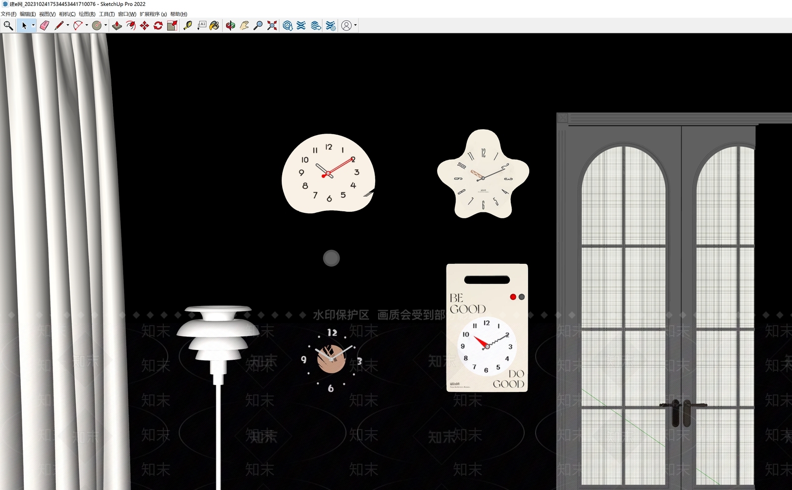 现代钟表SU模型下载【ID:1147819221】