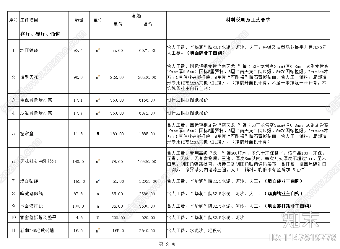 家装预算图框图例施工图下载【ID:1147819778】