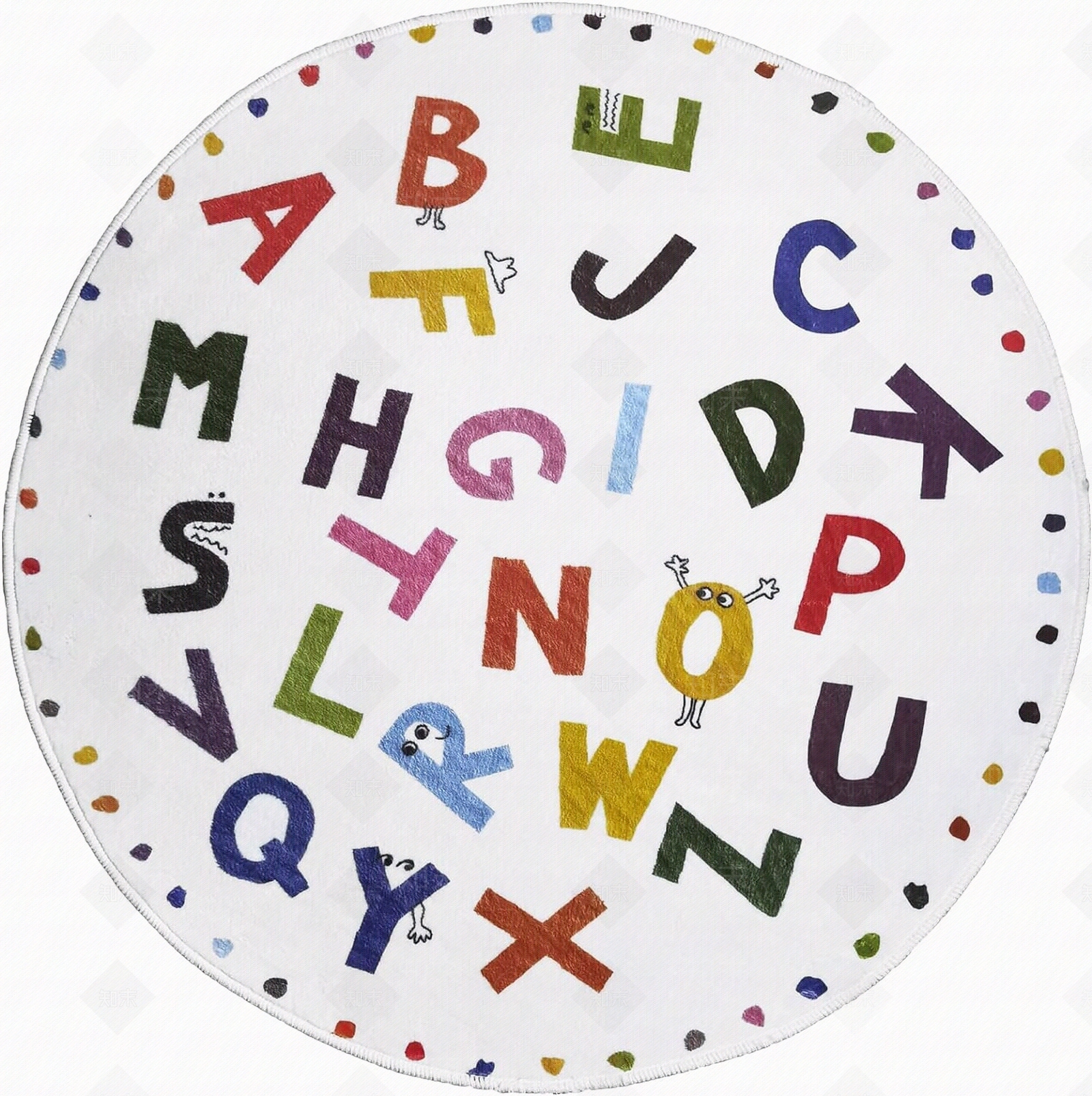 儿童卡通圆形字母地垫地毯游戏垫贴图下载【ID:1147819729】