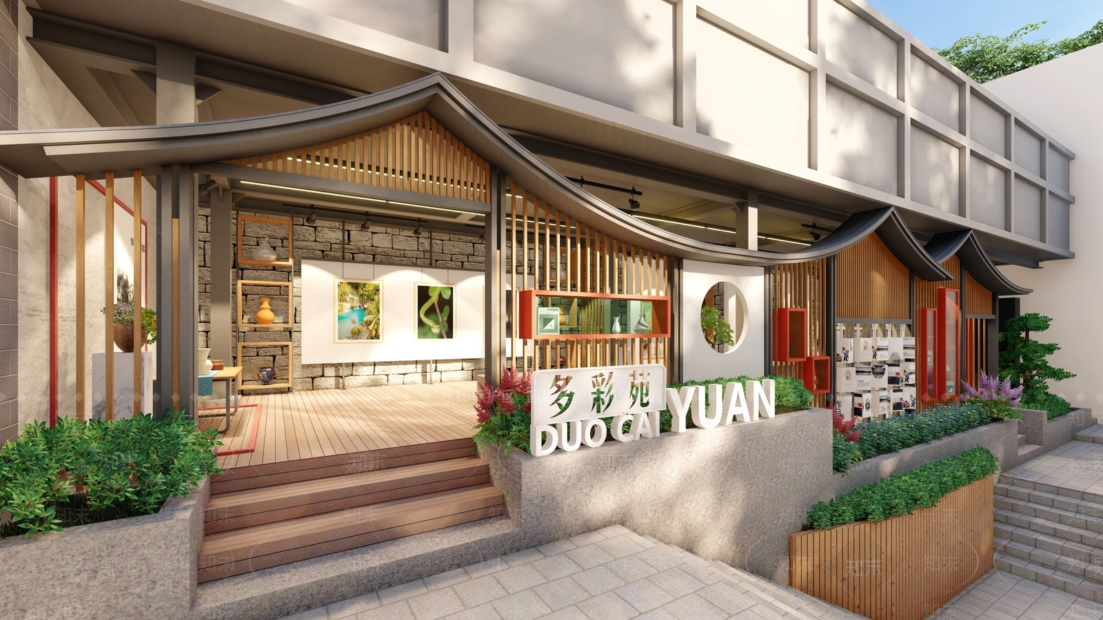 新中式校园展览空间SU模型下载【ID:1148000812】