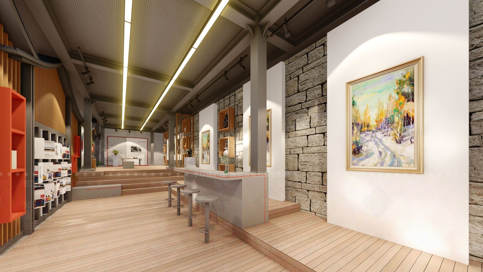 新中式校园展览空间SU模型下载【ID:1148000812】