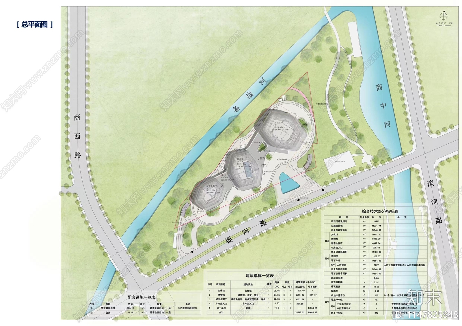 文化活动中心总平规划施工图下载【ID:1147825945】