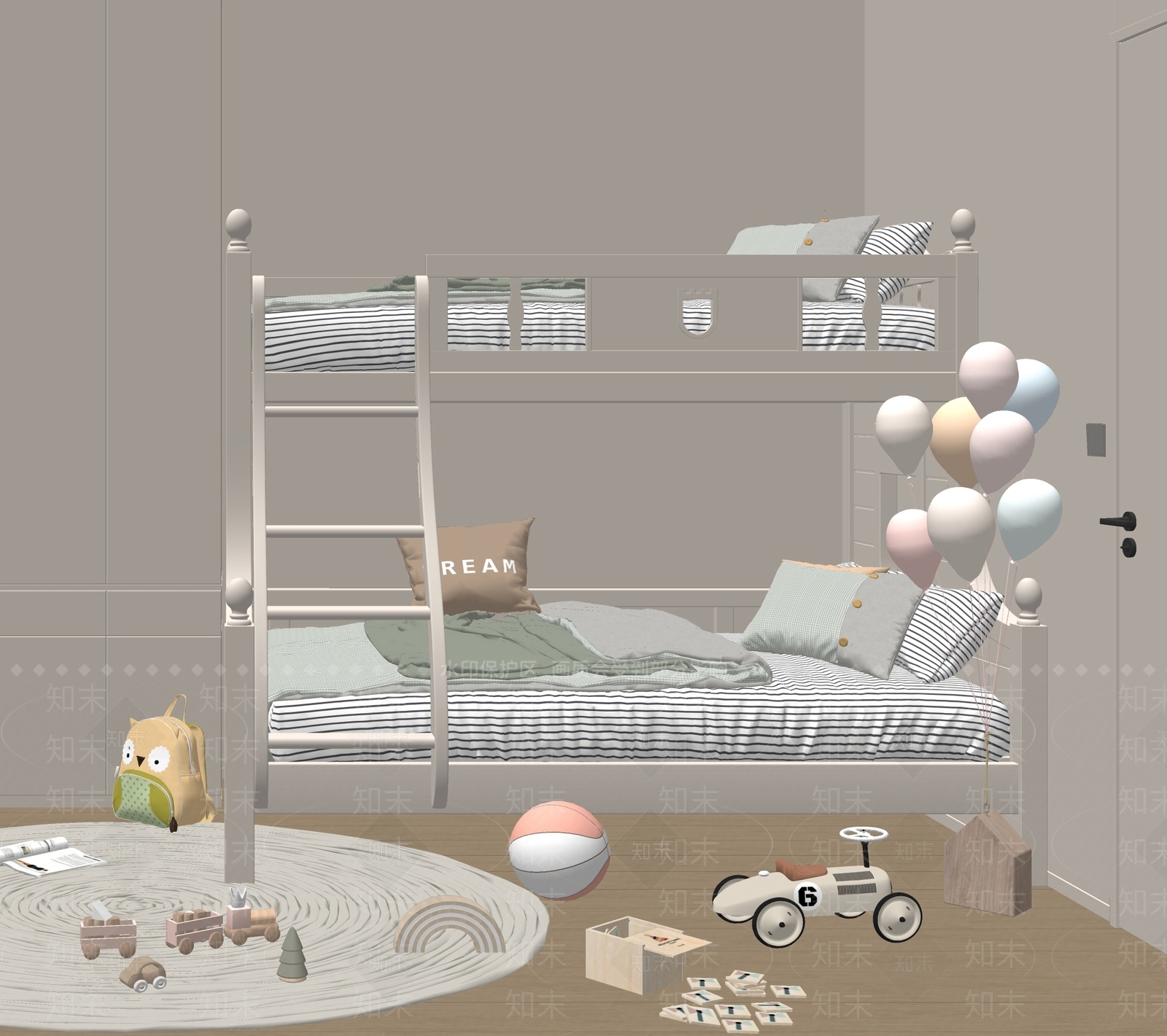 现代双层床SU模型下载【ID:1147826855】
