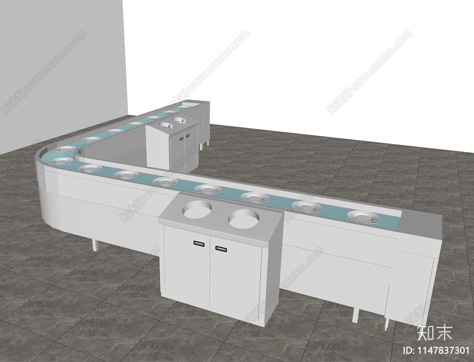 食堂洗碗传送机SU模型下载【ID:1147837301】