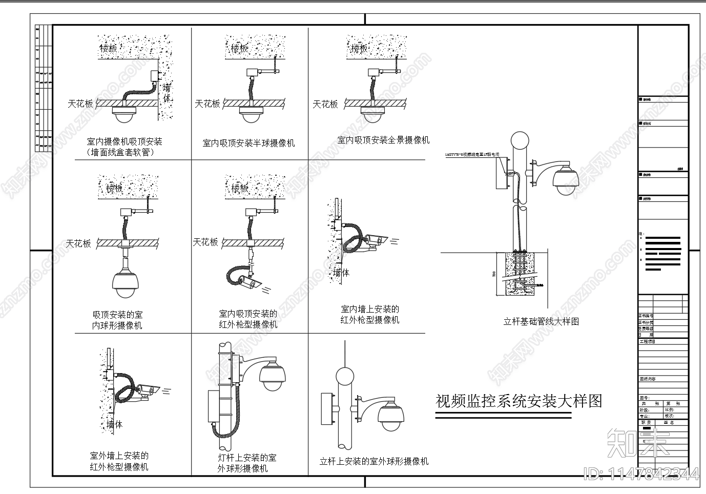 视频监控摄像机节点cad施工图下载【ID:1147842344】