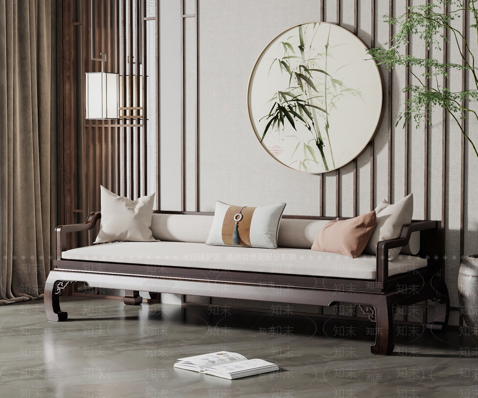 新中式罗汉床SU模型下载【ID:1147853130】