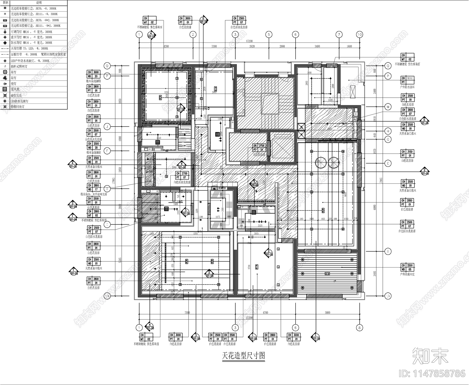 大平层室内cad施工图下载【ID:1147858786】