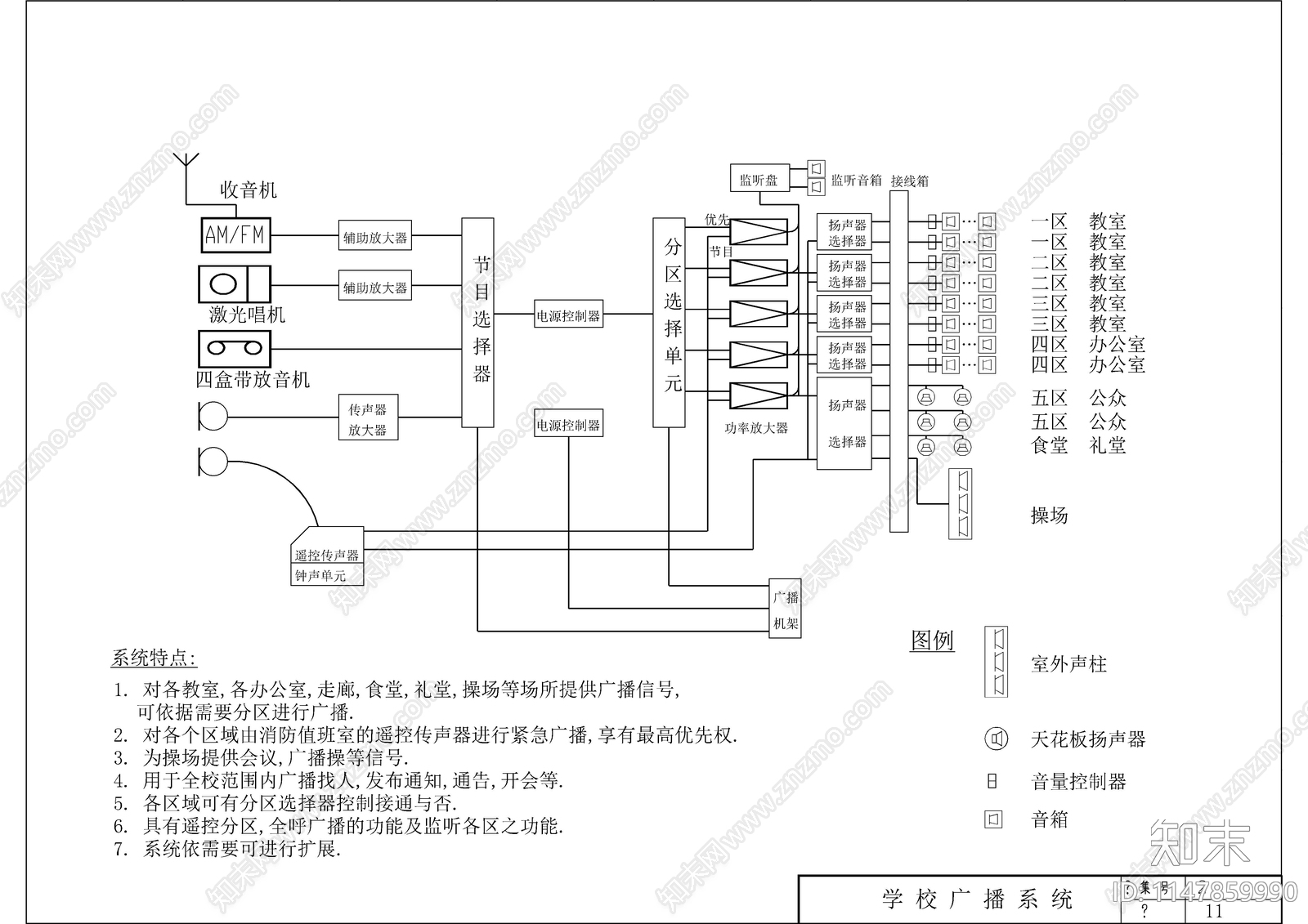 公共广播系统电气cad施工图下载【ID:1147859990】