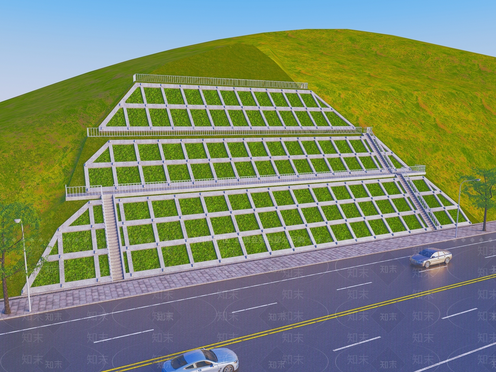 现代道路边坡3D模型下载【ID:1147861918】