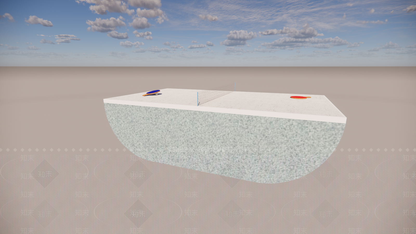 现代乒乓球桌3D模型下载【ID:1147862233】