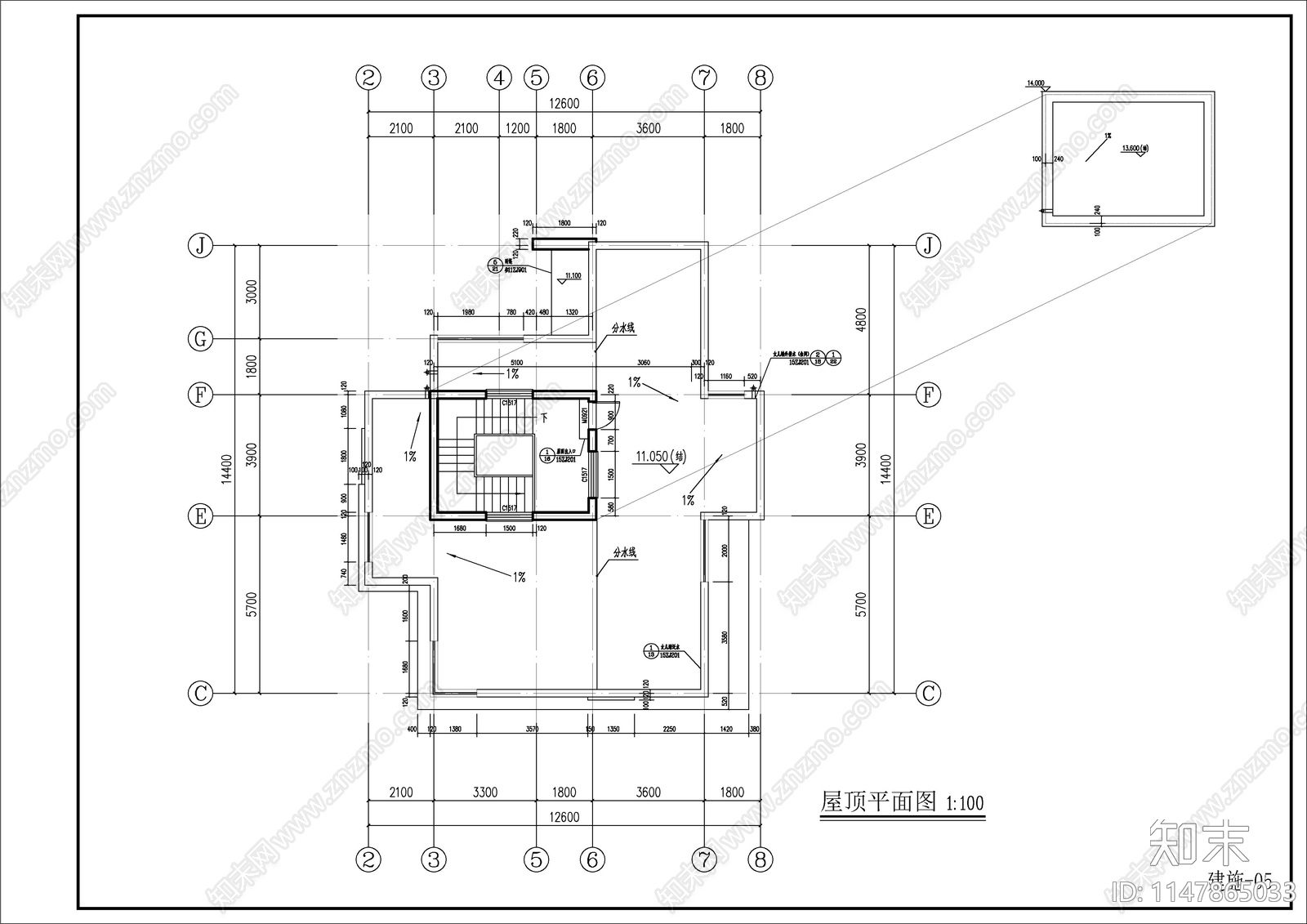 4层现代简约风格别墅建筑cad施工图下载【ID:1147865033】