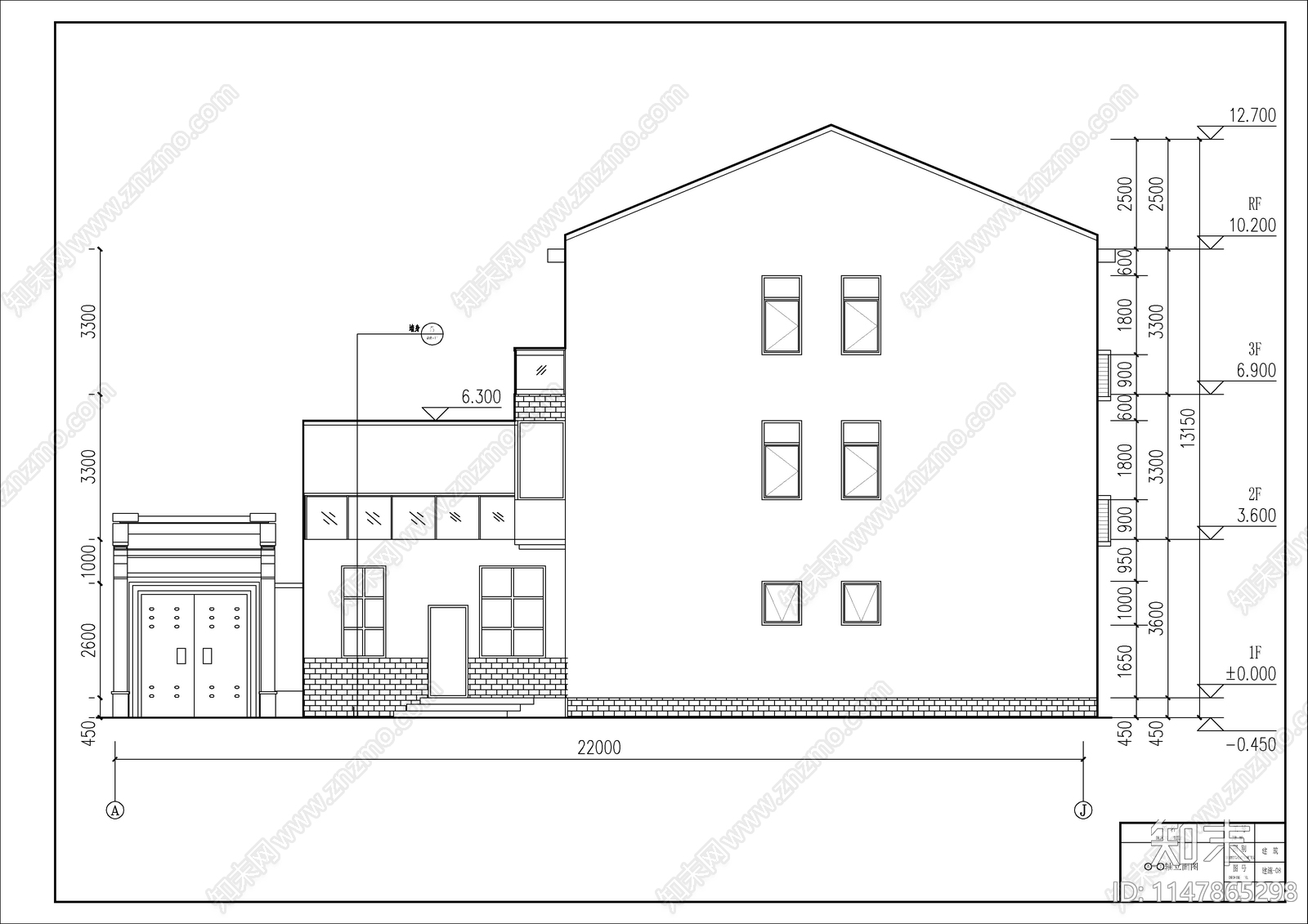 三层带庭院农村自建房建筑施工图下载【ID:1147865298】