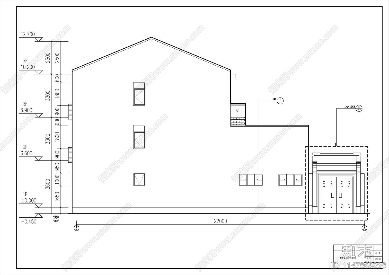 三层带庭院农村自建房建筑施工图下载【ID:1147865298】