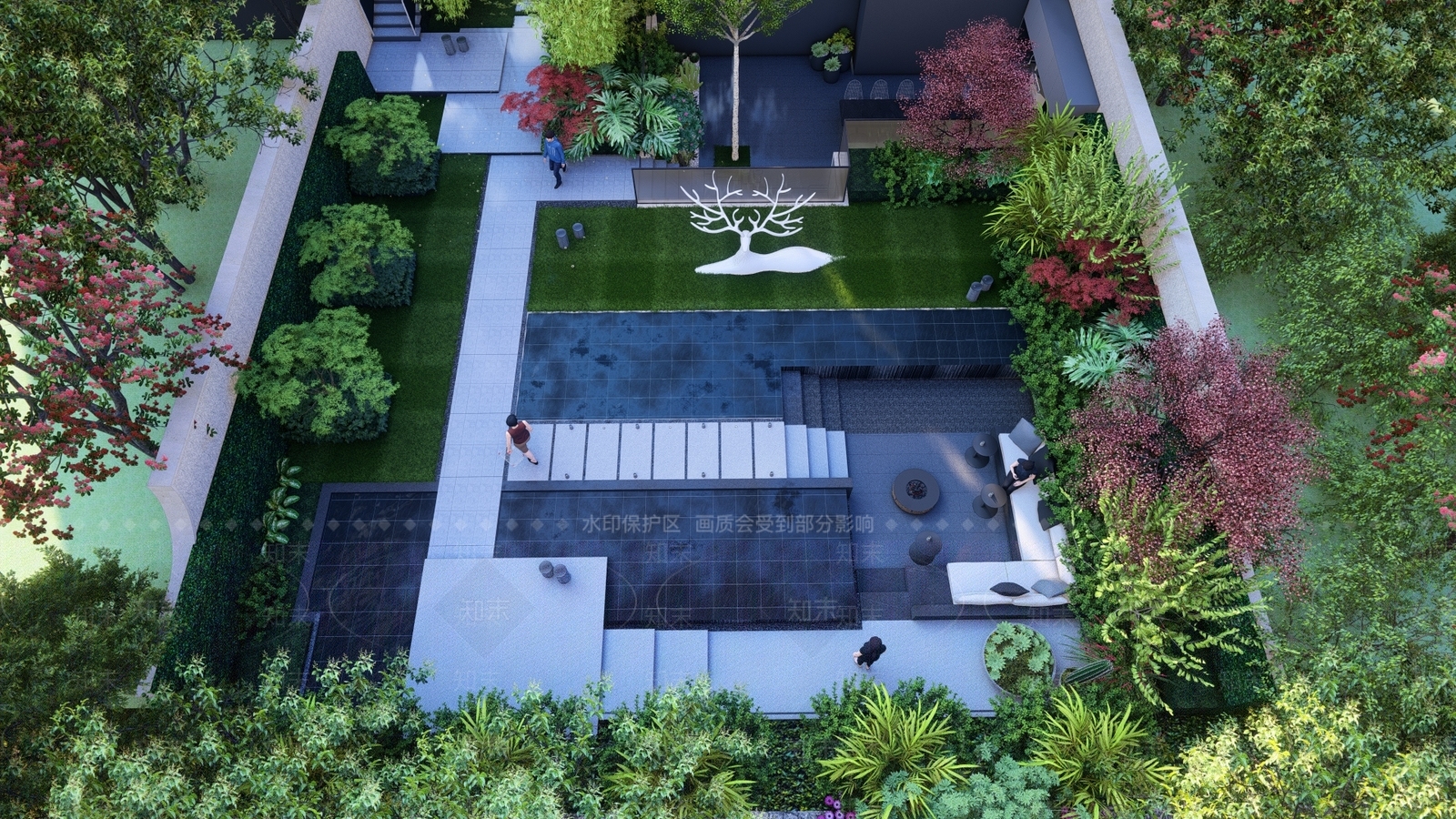 现代简约小区景观SU模型下载【ID:1147872471】