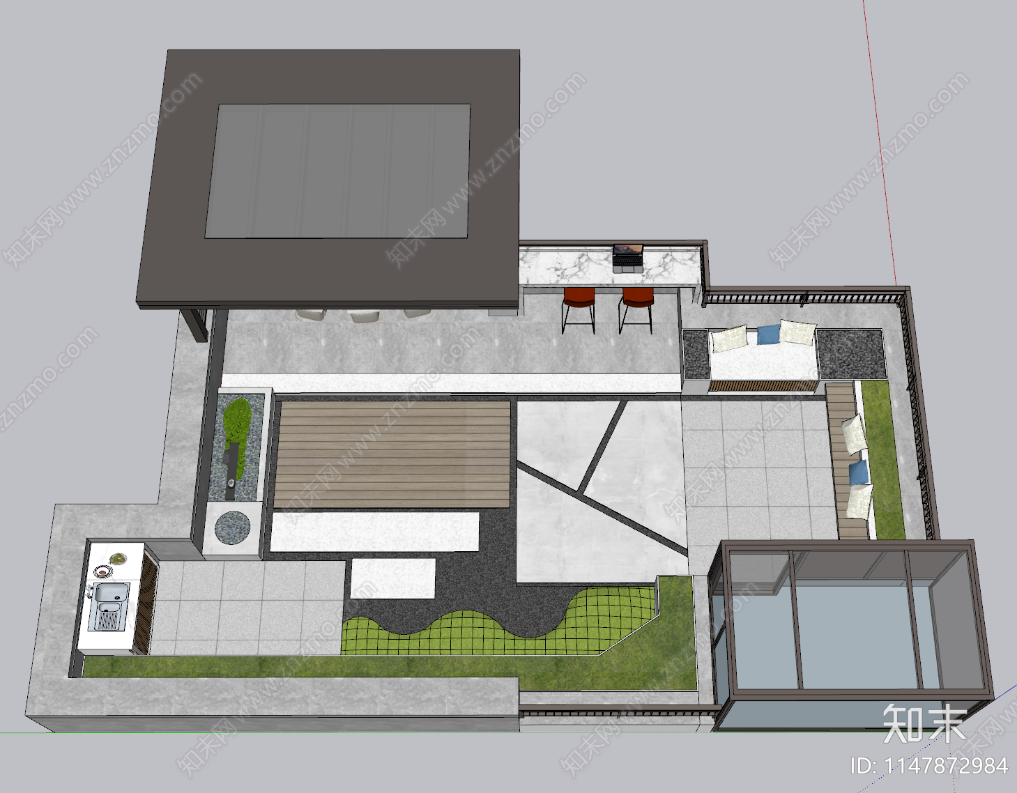 现代屋顶花园SU模型下载【ID:1147872984】