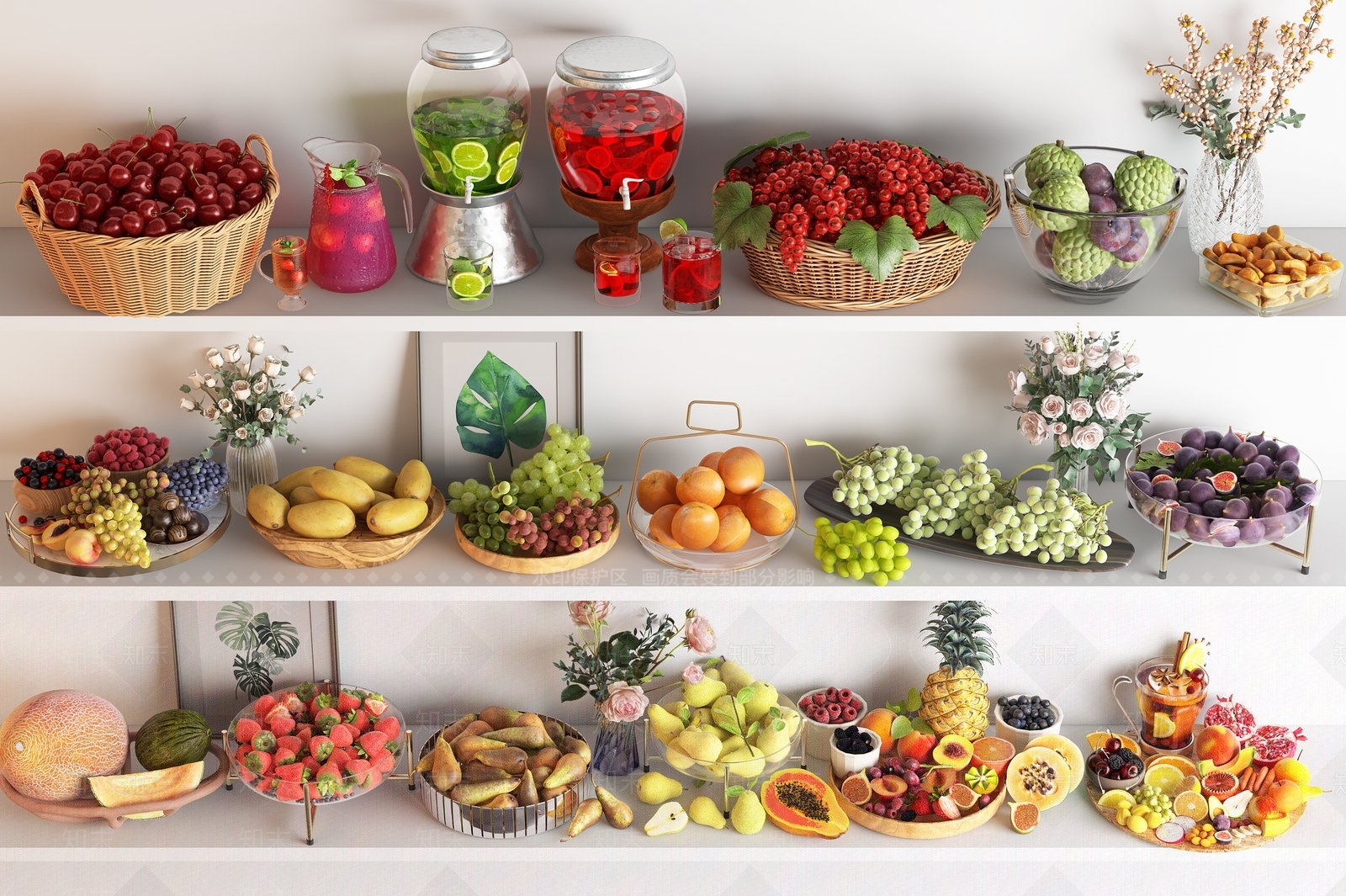 水果果盘3D模型下载【ID:1147876097】