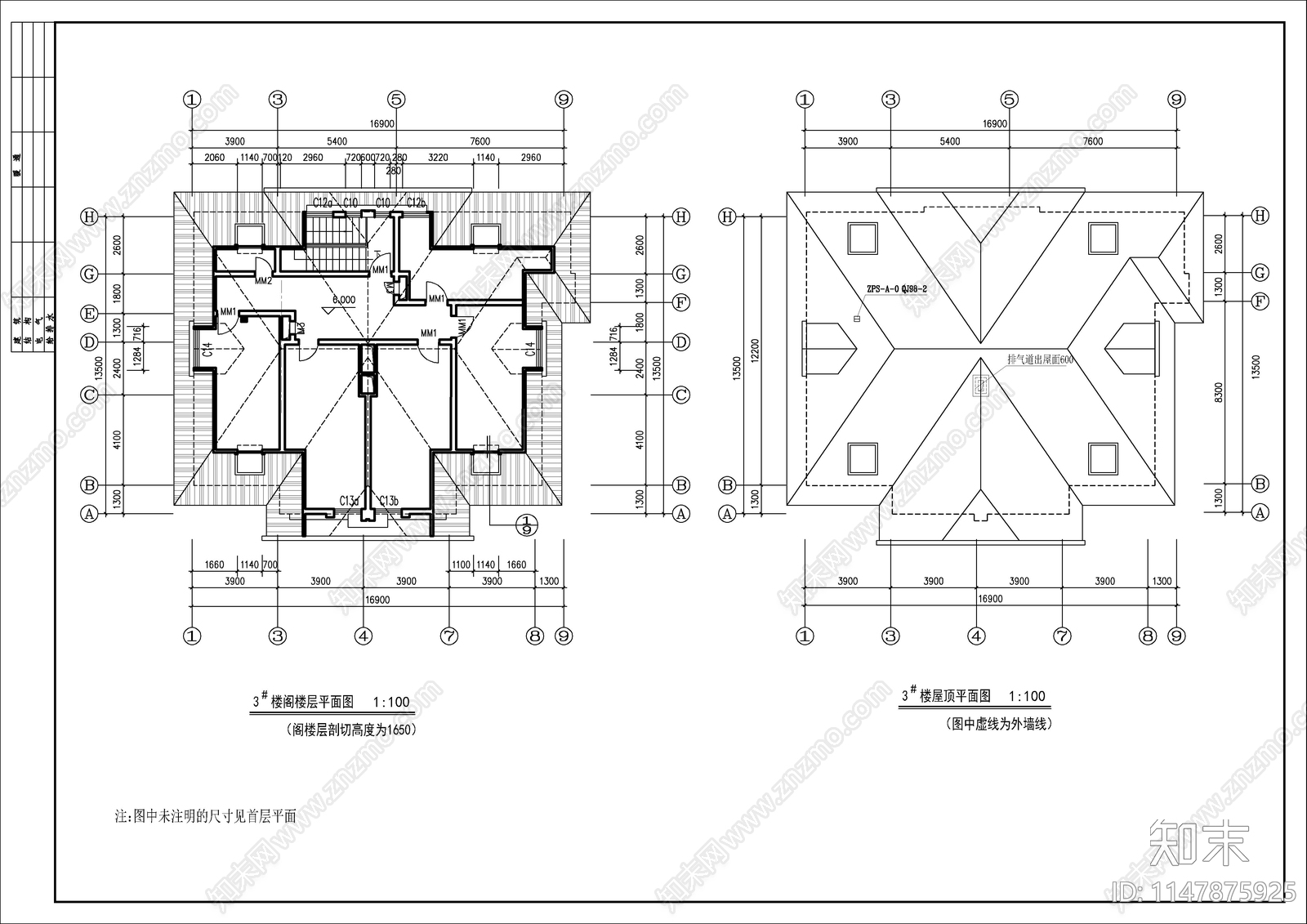 某会所建施图cad施工图下载【ID:1147875925】