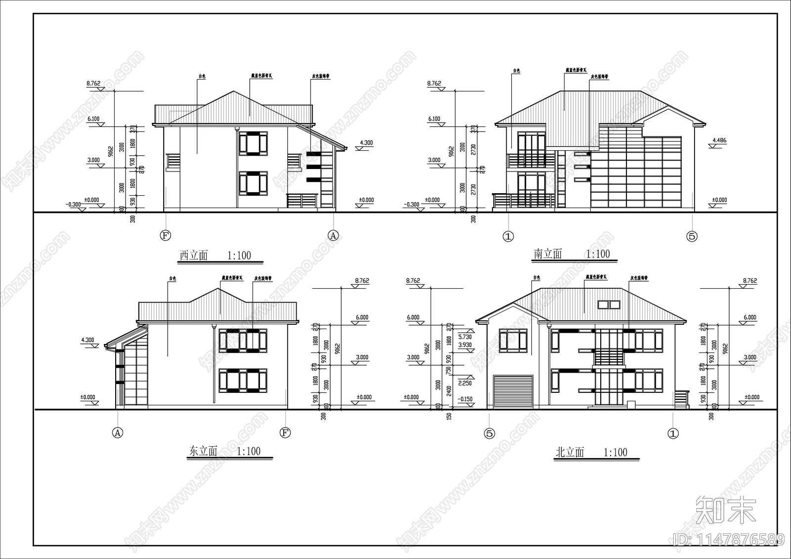 钢框架结构二层别墅建施图施工图下载【ID:1147876589】