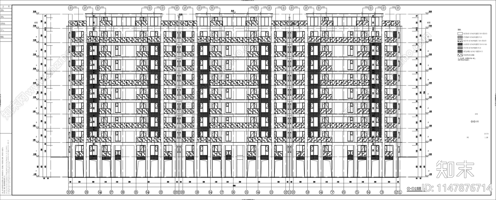 现代风格小高层住宅cad施工图下载【ID:1147876714】